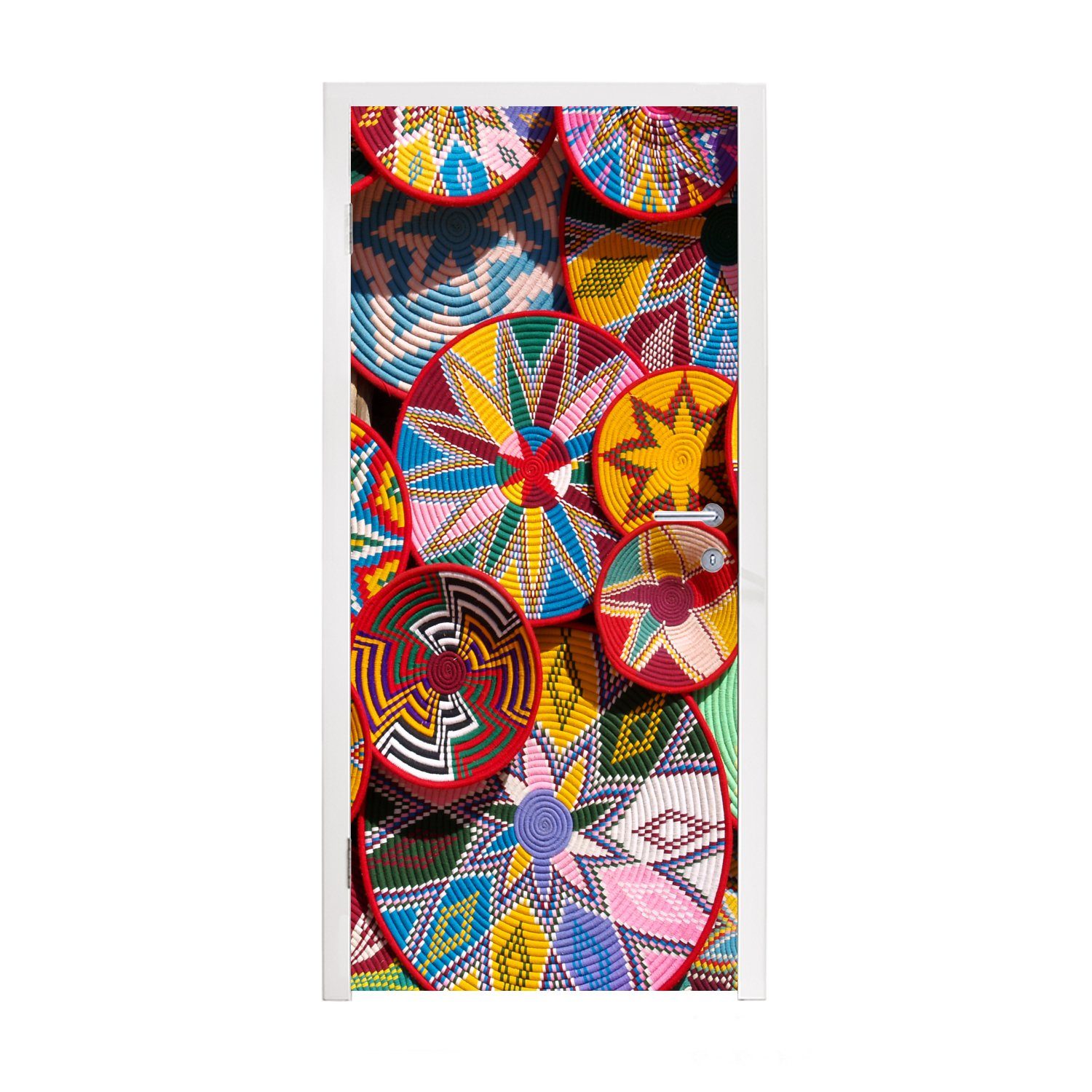 MuchoWow Türtapete Kreis - Muster - Farben, Matt, bedruckt, (1 St), Fototapete für Tür, Türaufkleber, 75x205 cm
