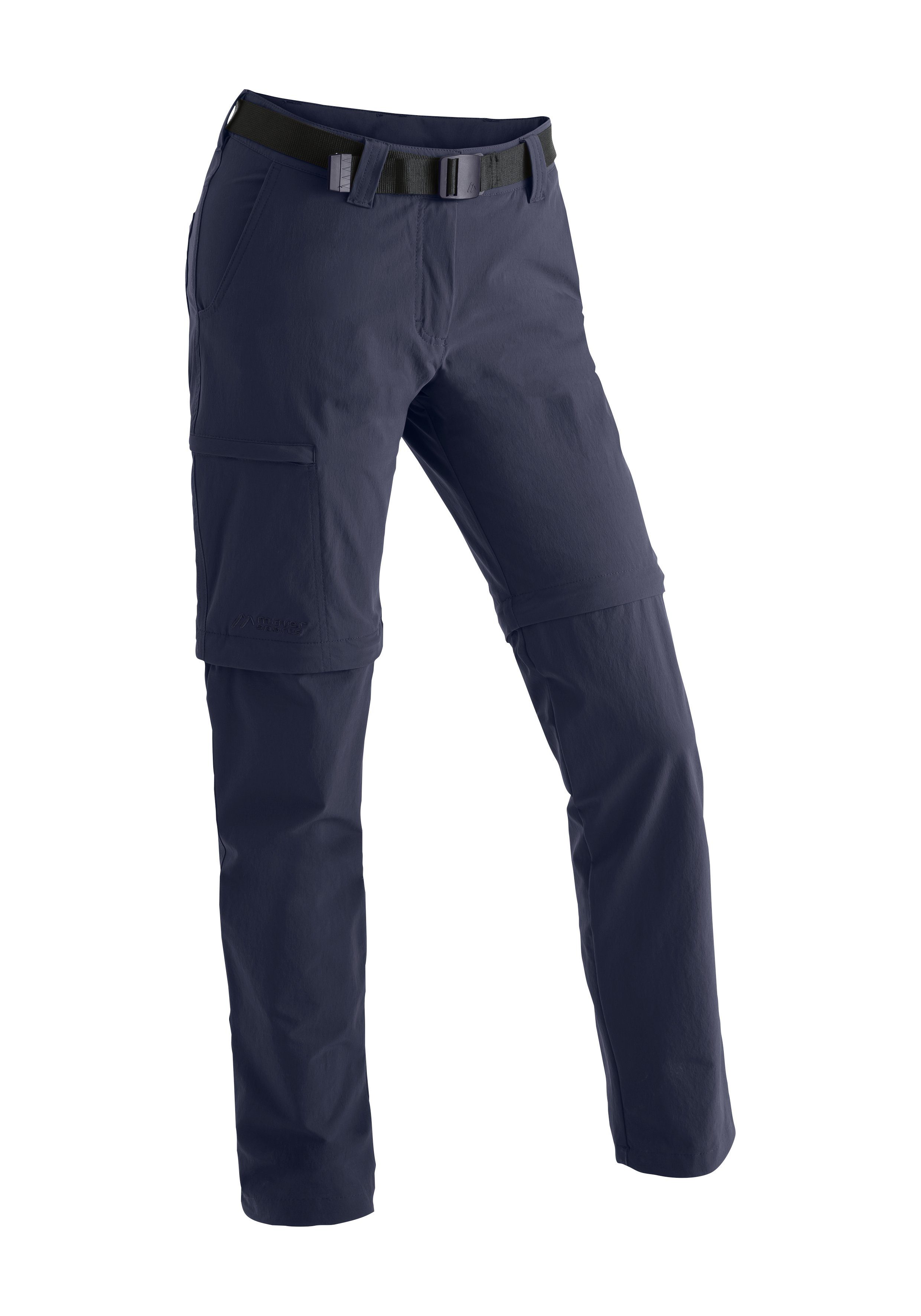 Maier Funktionshose blau atmungsaktive zip slim Damen Outdoor-Hose Sports Wanderhose, Inara zipp-off