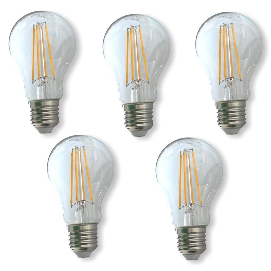 Energizer LED-Leuchtmittel 5 Stück Birne 6,7W, E27, 2700K (Warmweiß), Filament