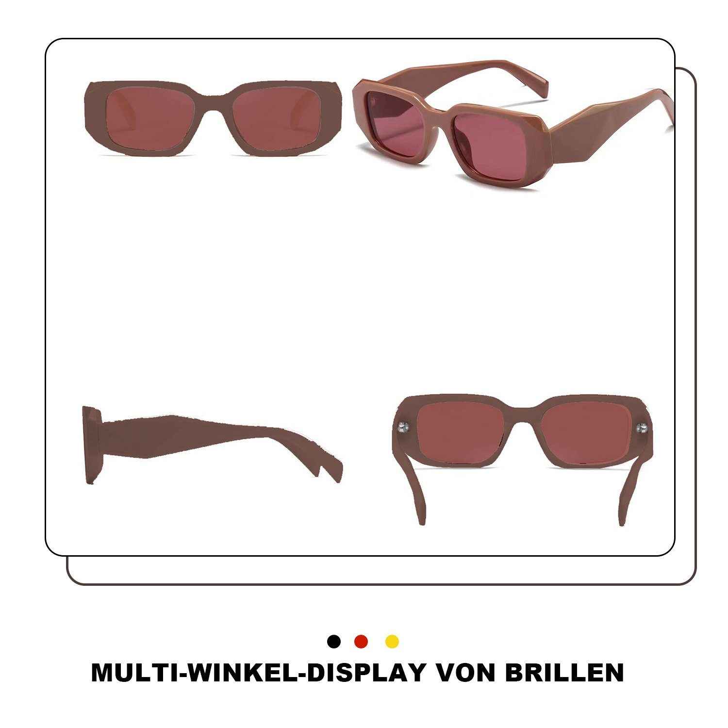 MAGICSHE Retro Sonnenbrillen und beständige Damen UV Rechteckige Teerahmen Mode Sonnenbrille Herren Sonnenbrille für