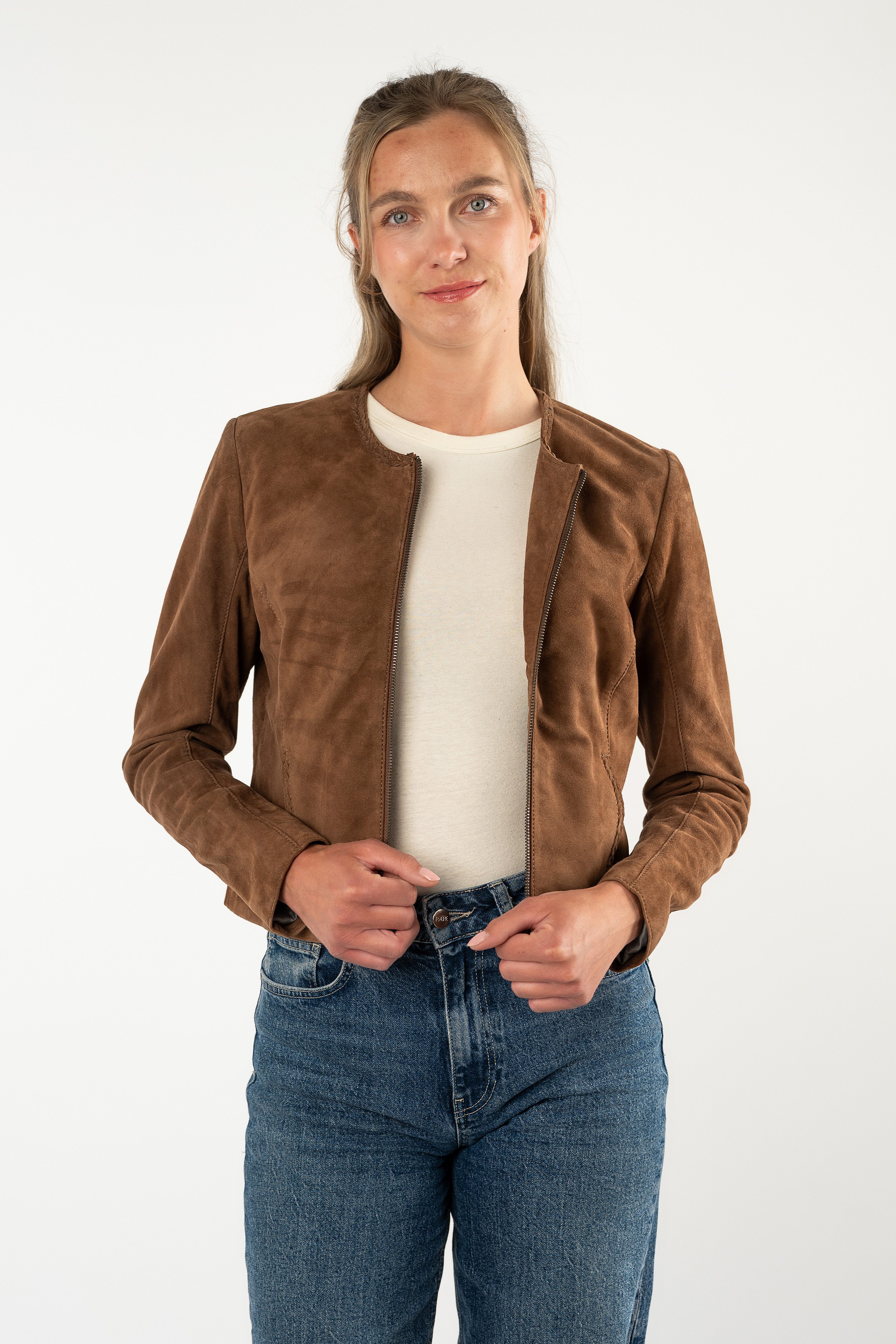 Mauritius Lederjacke MWZainu Kurzjacke mit geflochtenen Details