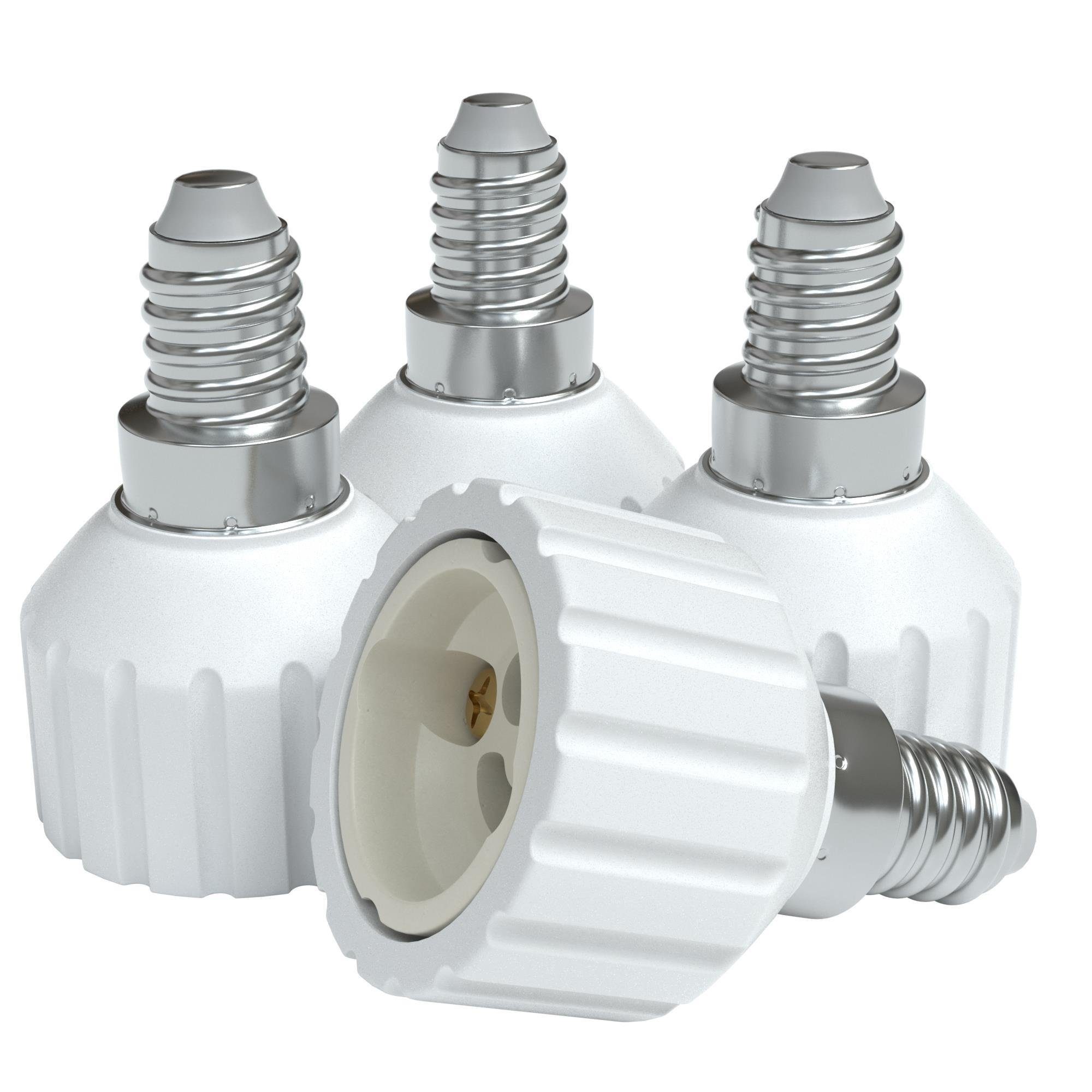 Sets Fassung Glühbirne, GU10 zu EAZY Lampenadapter Energiesparlampen auf Stecker CASE 4-St), Lampensockel Lampen Adapter (Spar-Set, GU10 Adapter E14 Lampenfassung E14 Lampe LED Halogen