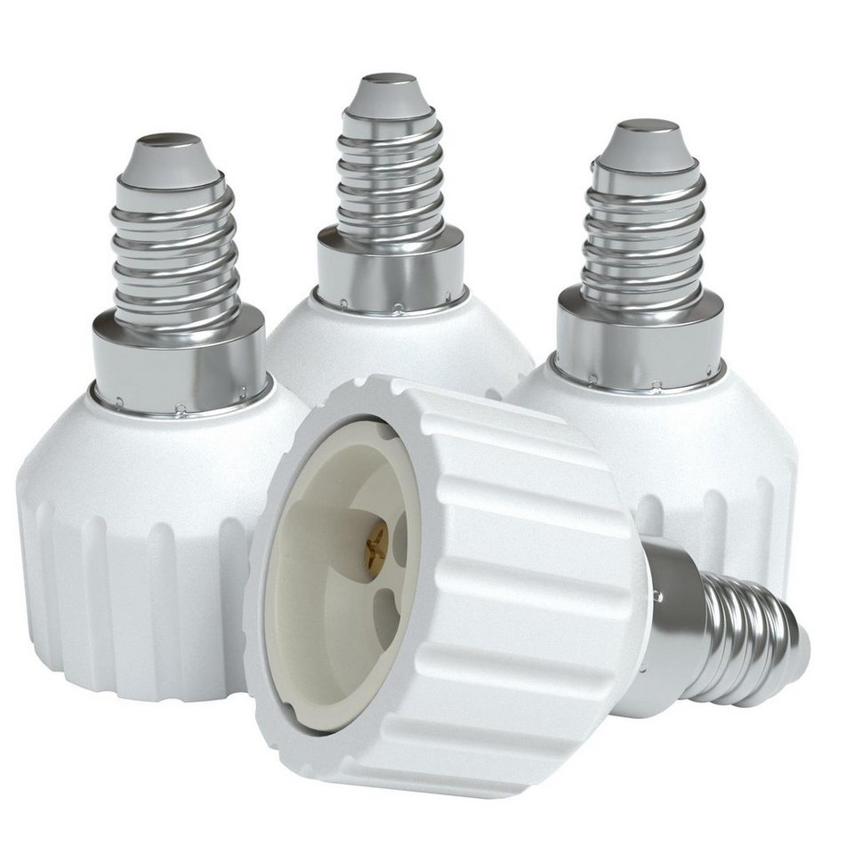 EAZY CASE Lampenfassung Lampensockel Sets E14 auf GU10 Adapter Fassung Lampe  Stecker Glühbirne, (Spar-Set, 4-St), Lampenadapter E14 zu GU10 Adapter  Lampen LED Halogen Energiesparlampen