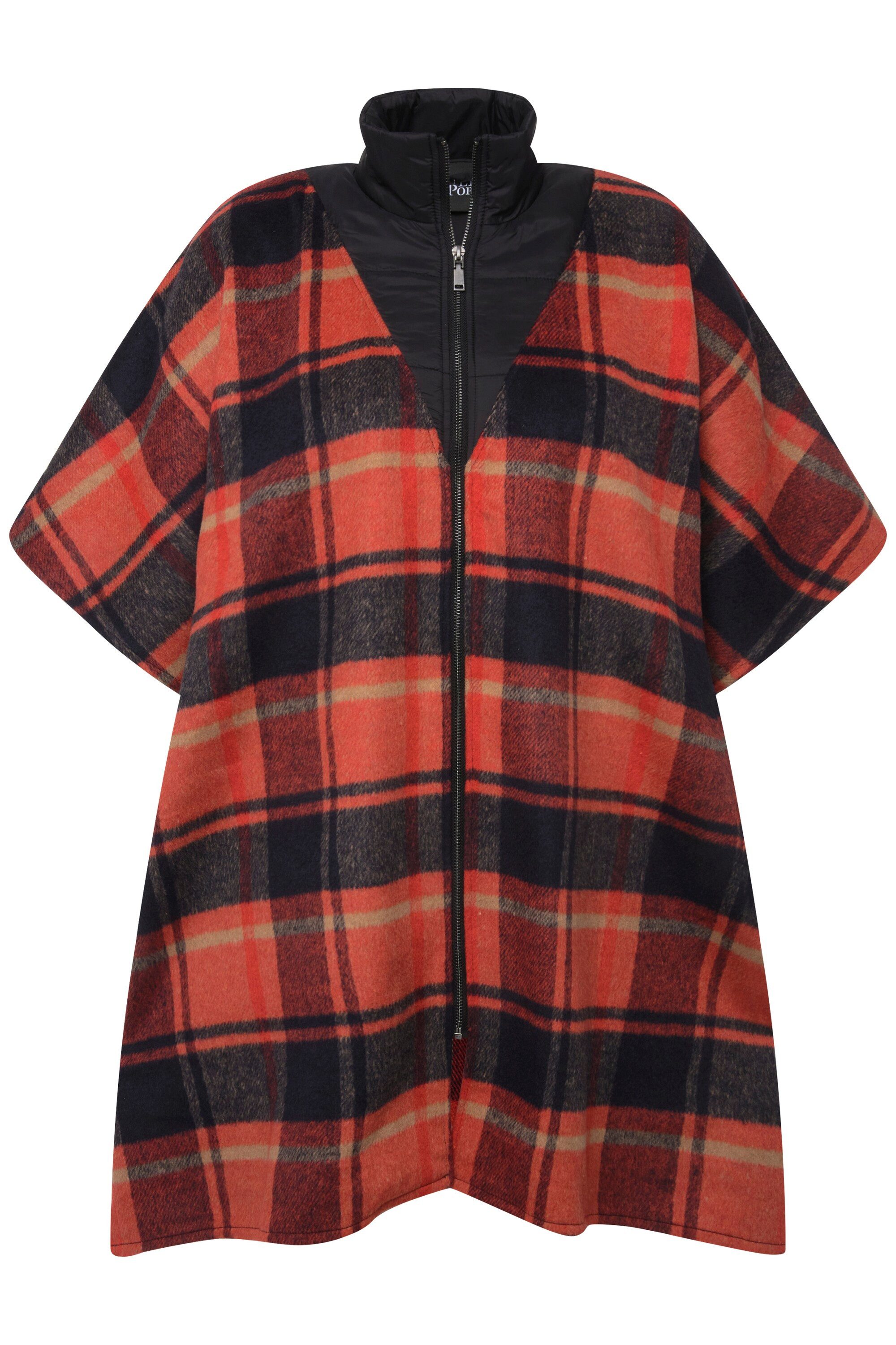 Ulla Popken Sommerjacke Poncho Karomuster Troyerkragen Oversized Halbarm