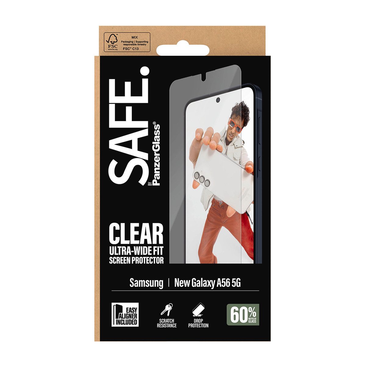 SAFE by PanzerGlass Displayschutzglas Ultra-Wide Fit Screen Protector mit EasyAligner für Samsung Galaxy A57, Displayschutzfolie, Schutzfolie, Bildschirmschutz, – Bild 4 von 4