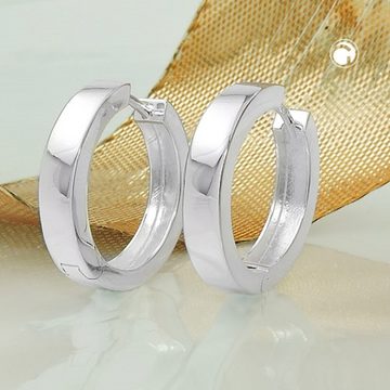 unbespielt Paar Creolen Ohrringe glänzend 925 Silber Klappscharnier 19 x 4 mm inkl. Schmuckbox, Silberschmuck für Damen und Herren