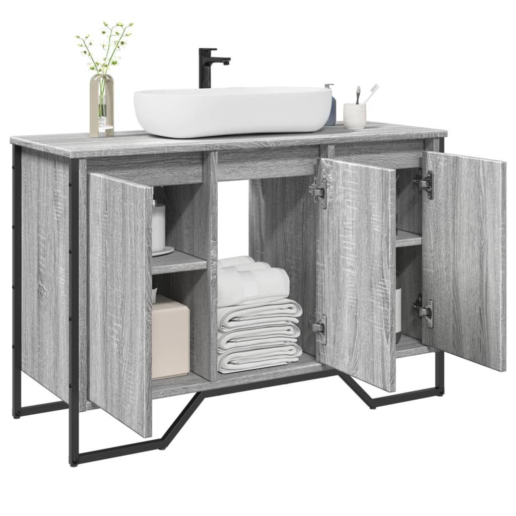 vidaXL Badezimmer-Set Waschbeckenunterschrank Grau Sonoma 91x35x60 günstig online kaufen