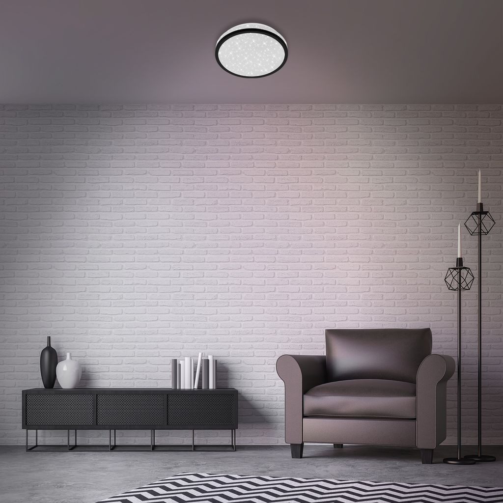 Briloner Leuchten LED Deckenleuchte 3456-015, Sternenhimmel, LED fest integriert, 2700K - Extra-Warmweiß, Sternenhimmel, IP20, schwarz, 21,7 cm