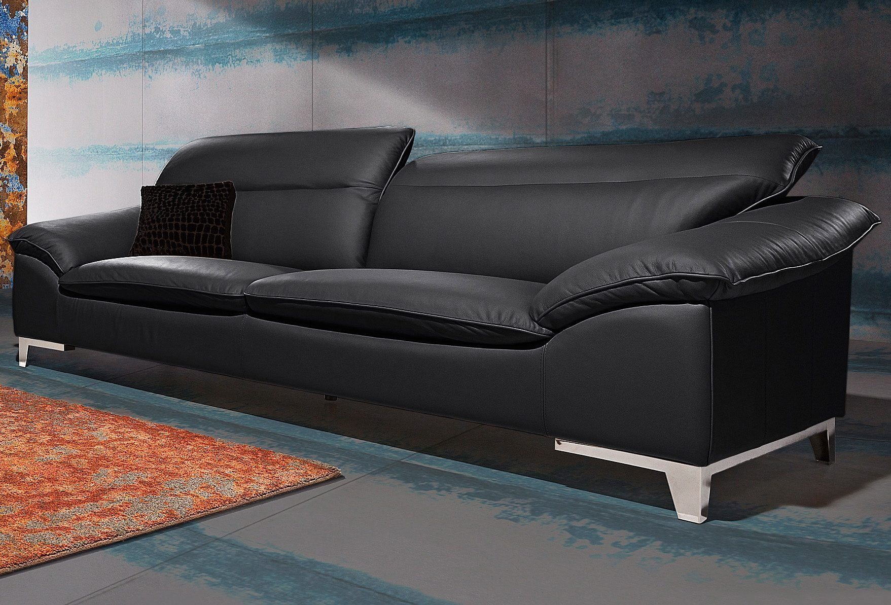 COTTA Polstergarnitur Teresa, (Set), Set bestehend aus: 2-Sitzer mit Kopfteilverstellung & Hocker