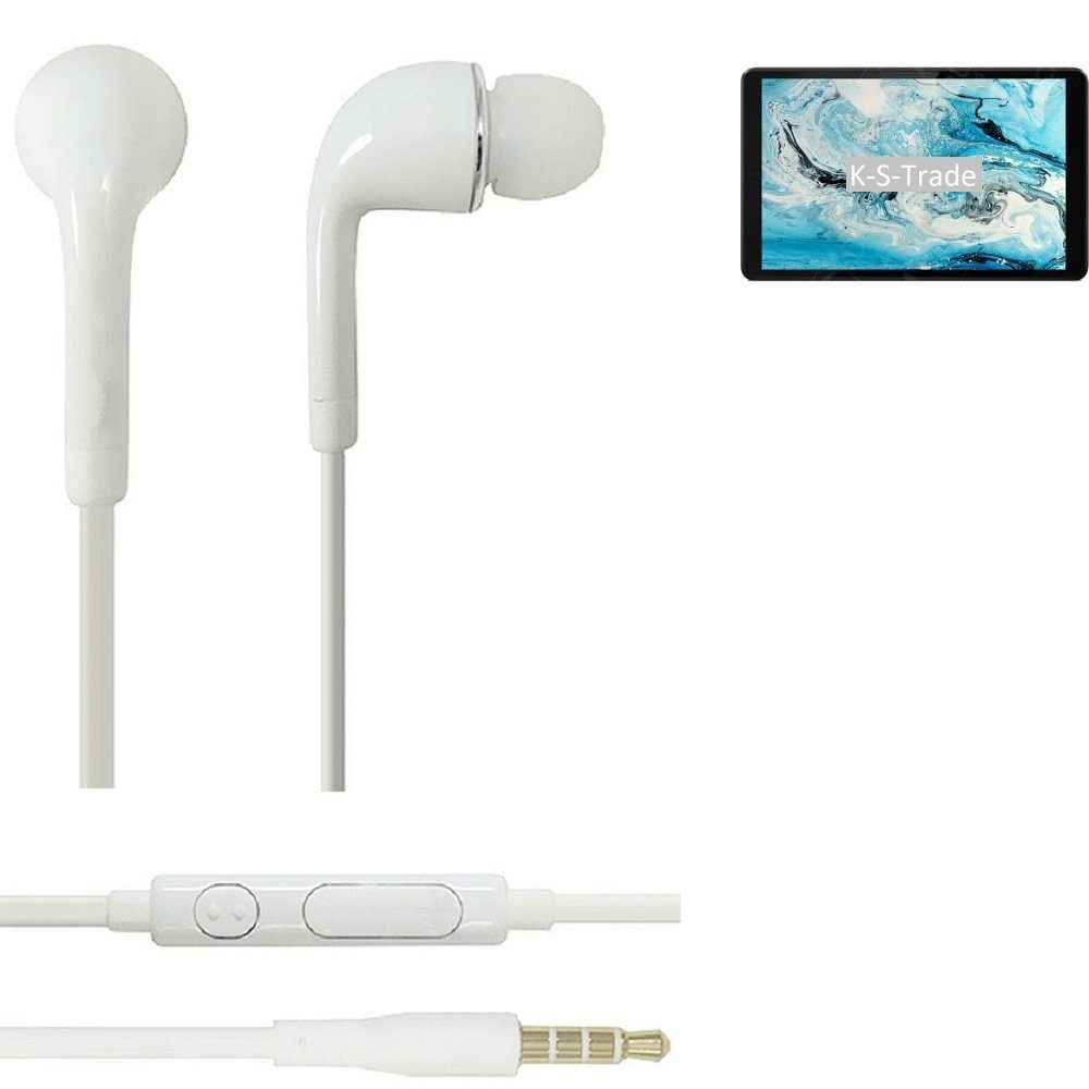 K-S-Trade für Huawei Enjoy Mikrofon u 5G 3,5mm) Lautstärkeregler 20 (Kopfhörer weiß Headset In-Ear-Kopfhörer mit