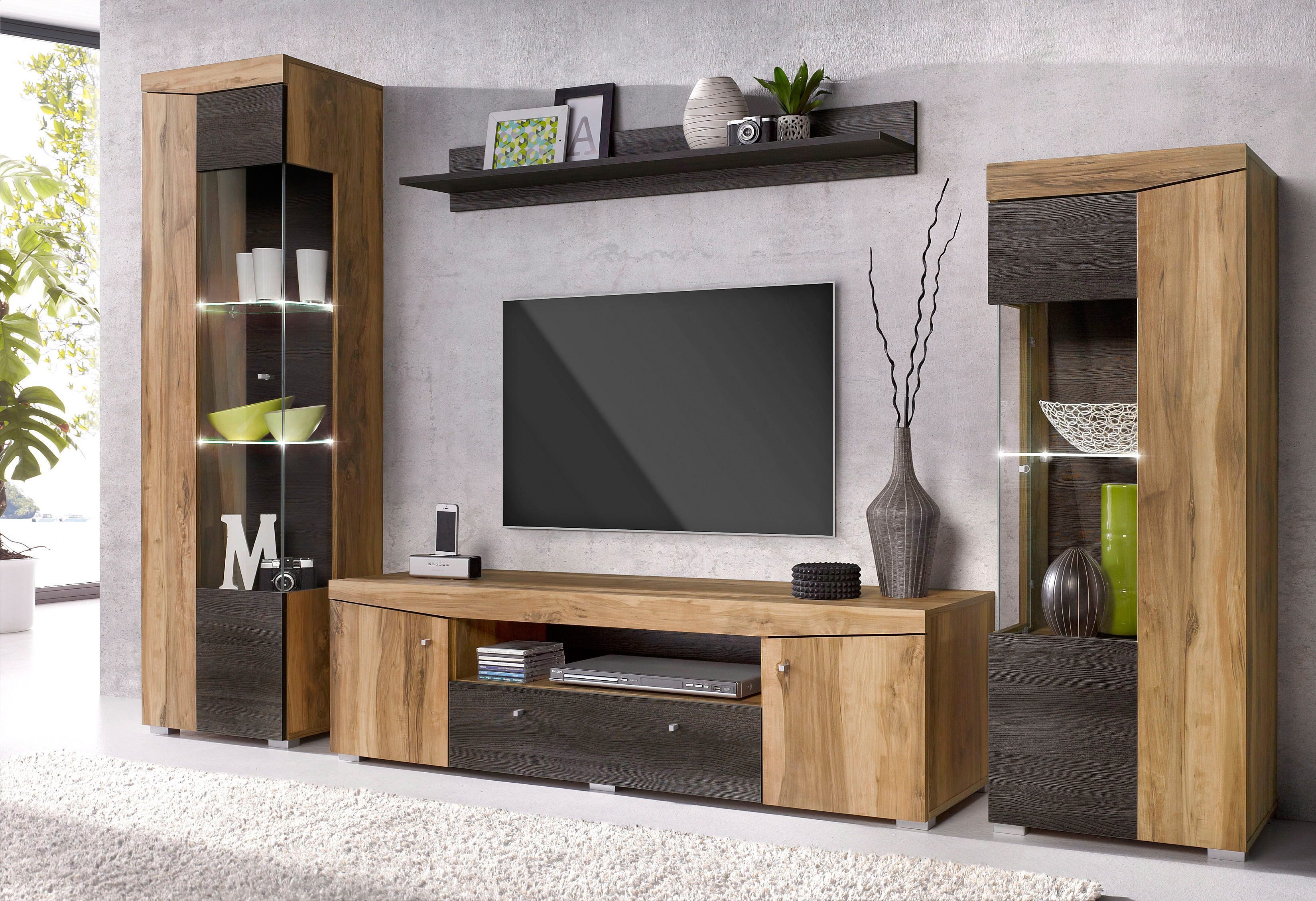 Wohnwand 4-teilig von OTTO in satin-nussbaum / Darkwood - nur 299,99€