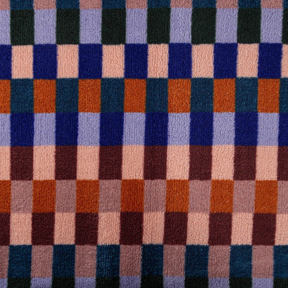 SCHÖNER LEBEN. Stoff Teddystoff Plüsch Würfelmuster blau bunt 1,50m Breite, allergikergeeignet