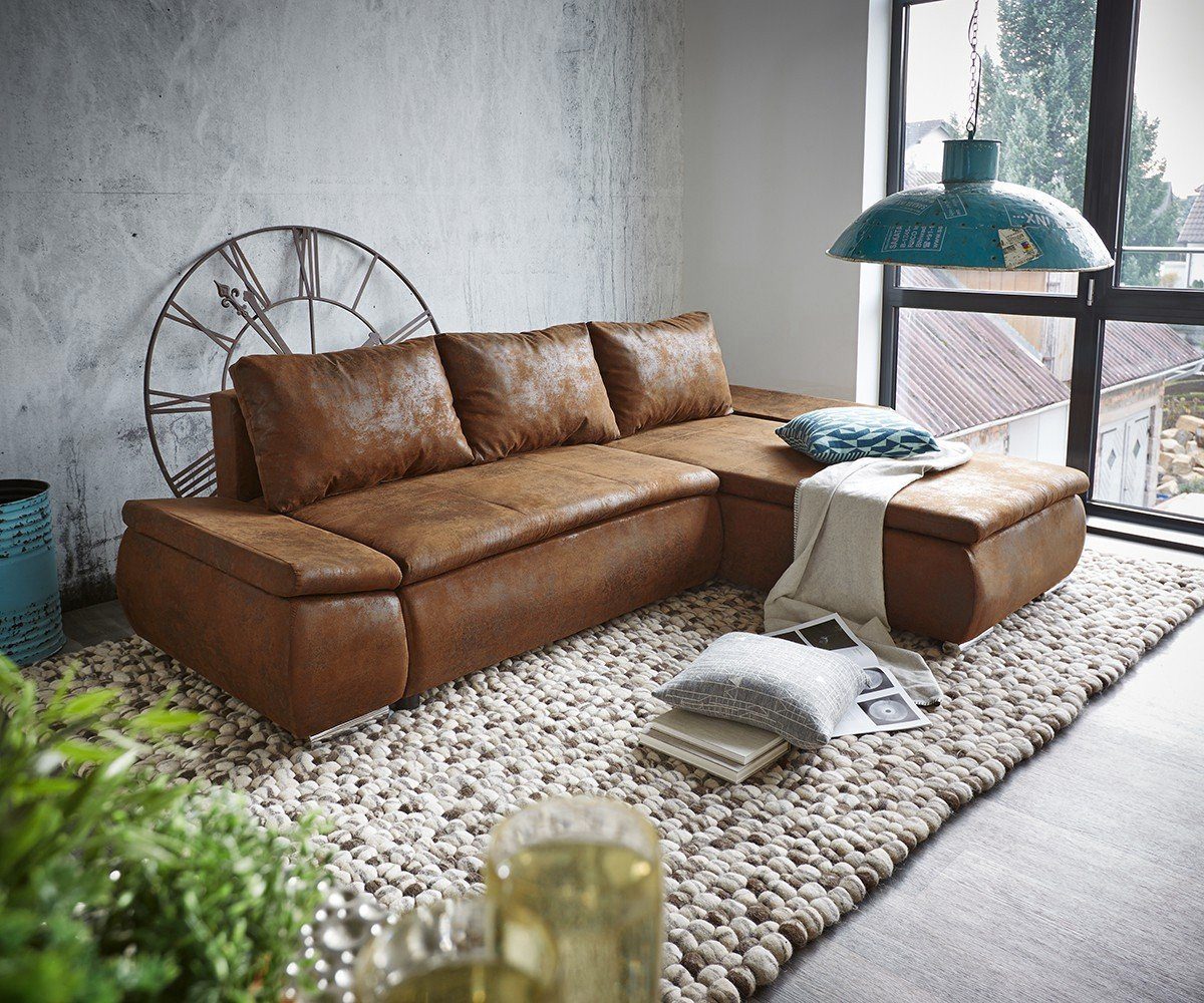 DELIFE Couch Abilene Braun 260x175 mit Bettfunktion ...