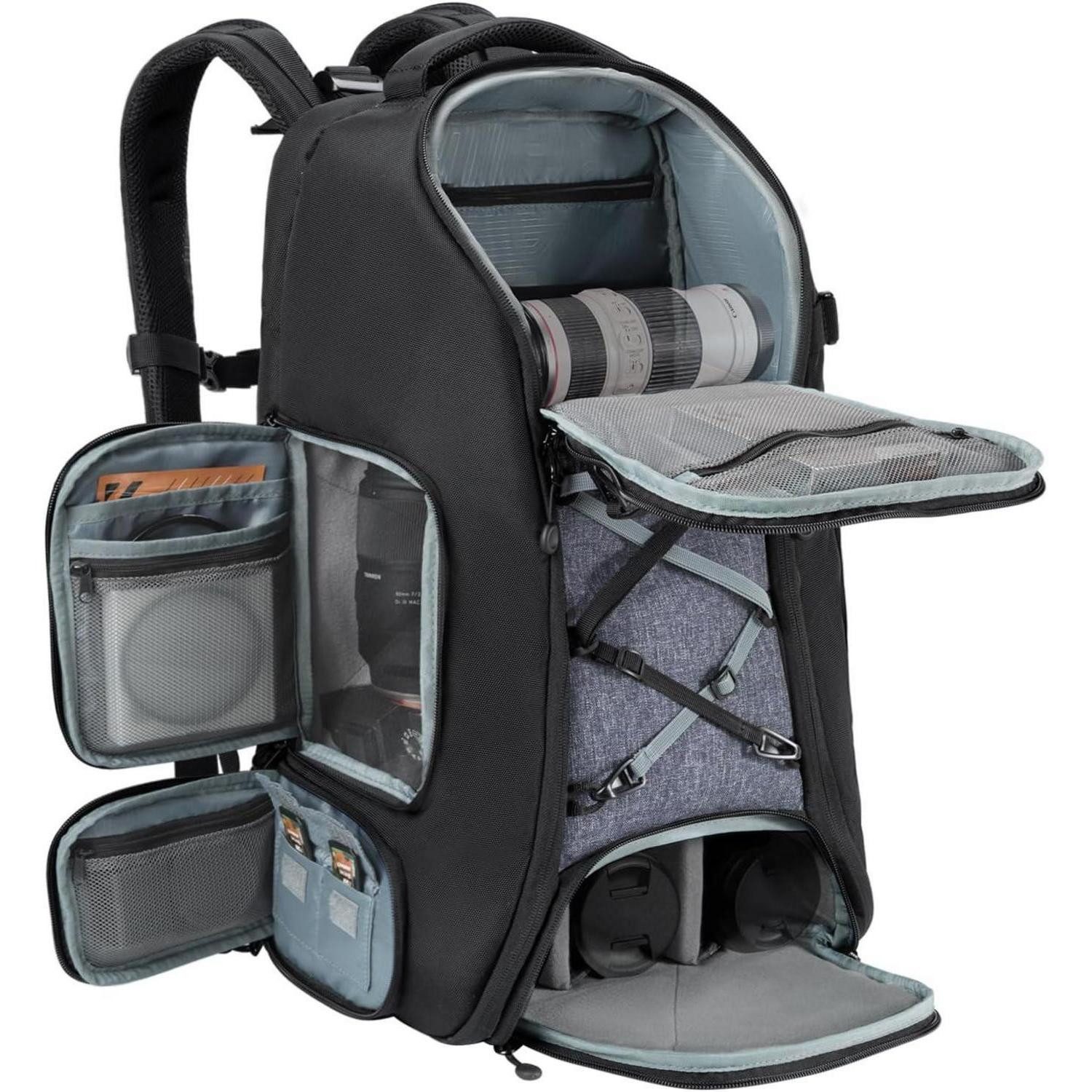 LuxusKollektion Kameratasche Kamerarucksack Wasserdicht Regenschutz DSLR 16 Zoll Laptop 3-grau 30L