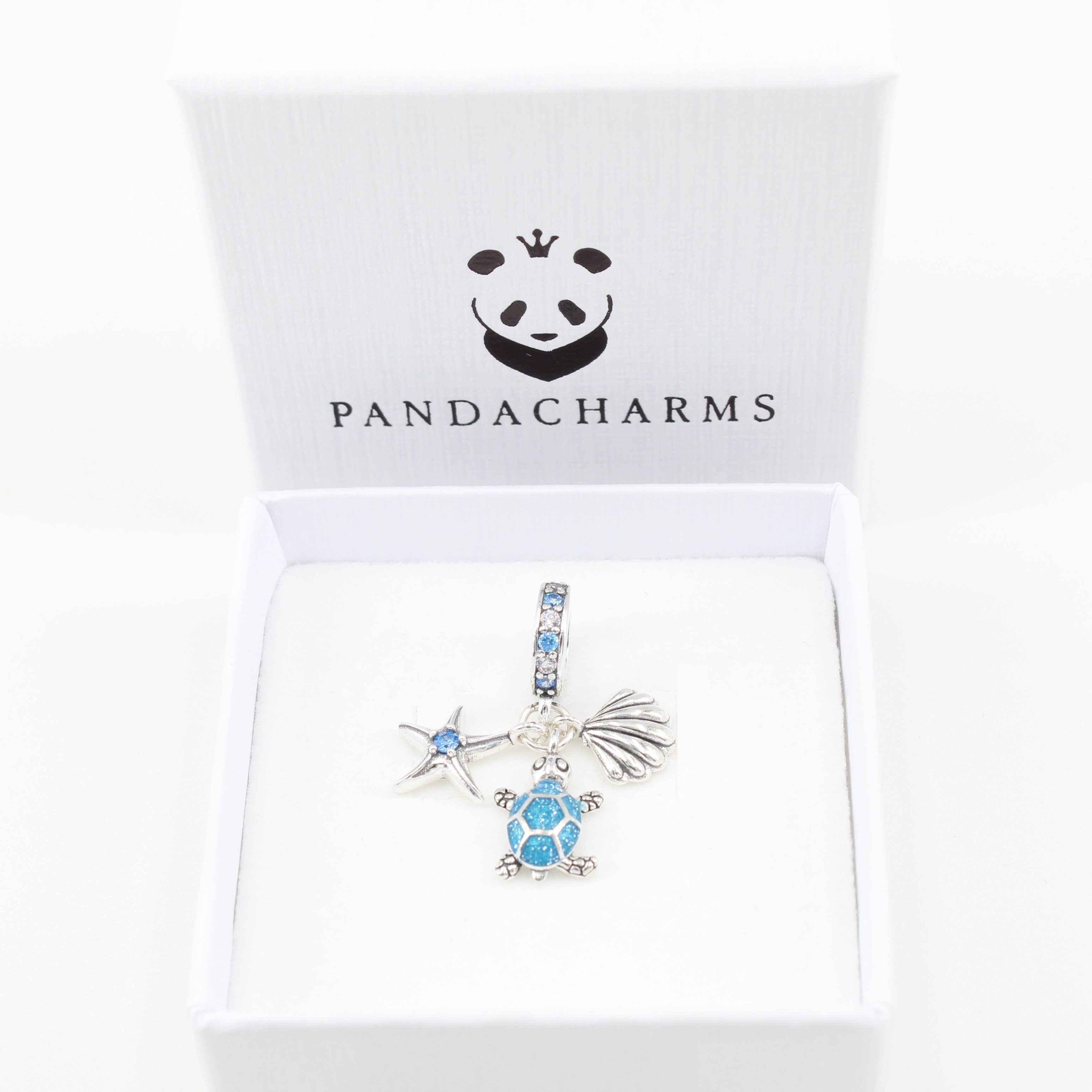 PANDACHARMS Bead Seestern Schildkröte und Muschel Charm Anhänger, Silber, Zirkonia – Bild 2 von 3