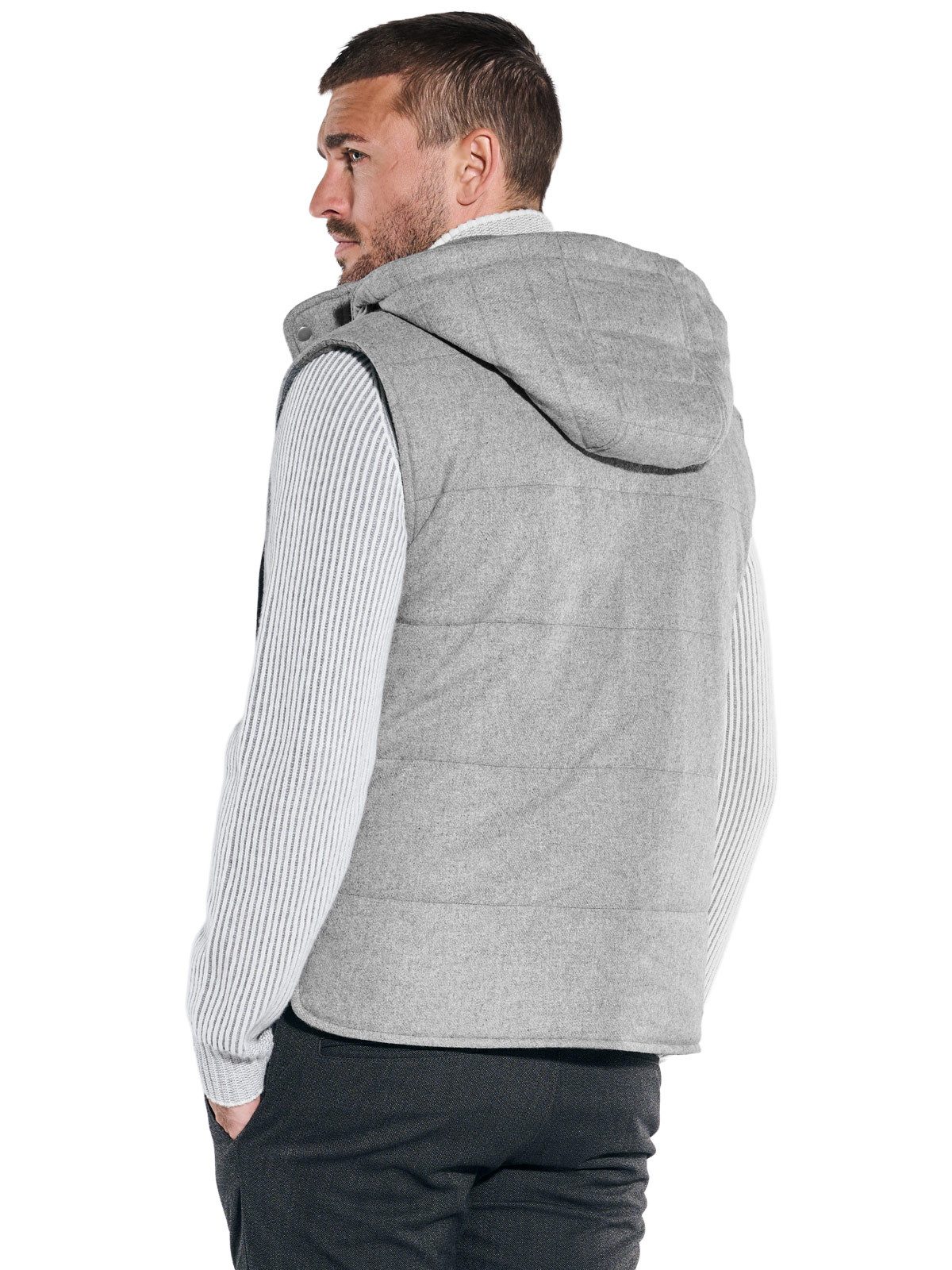 emilio adani Kurzweste Herren Weste mit abnehmbarer Kapuze, Silbergrau