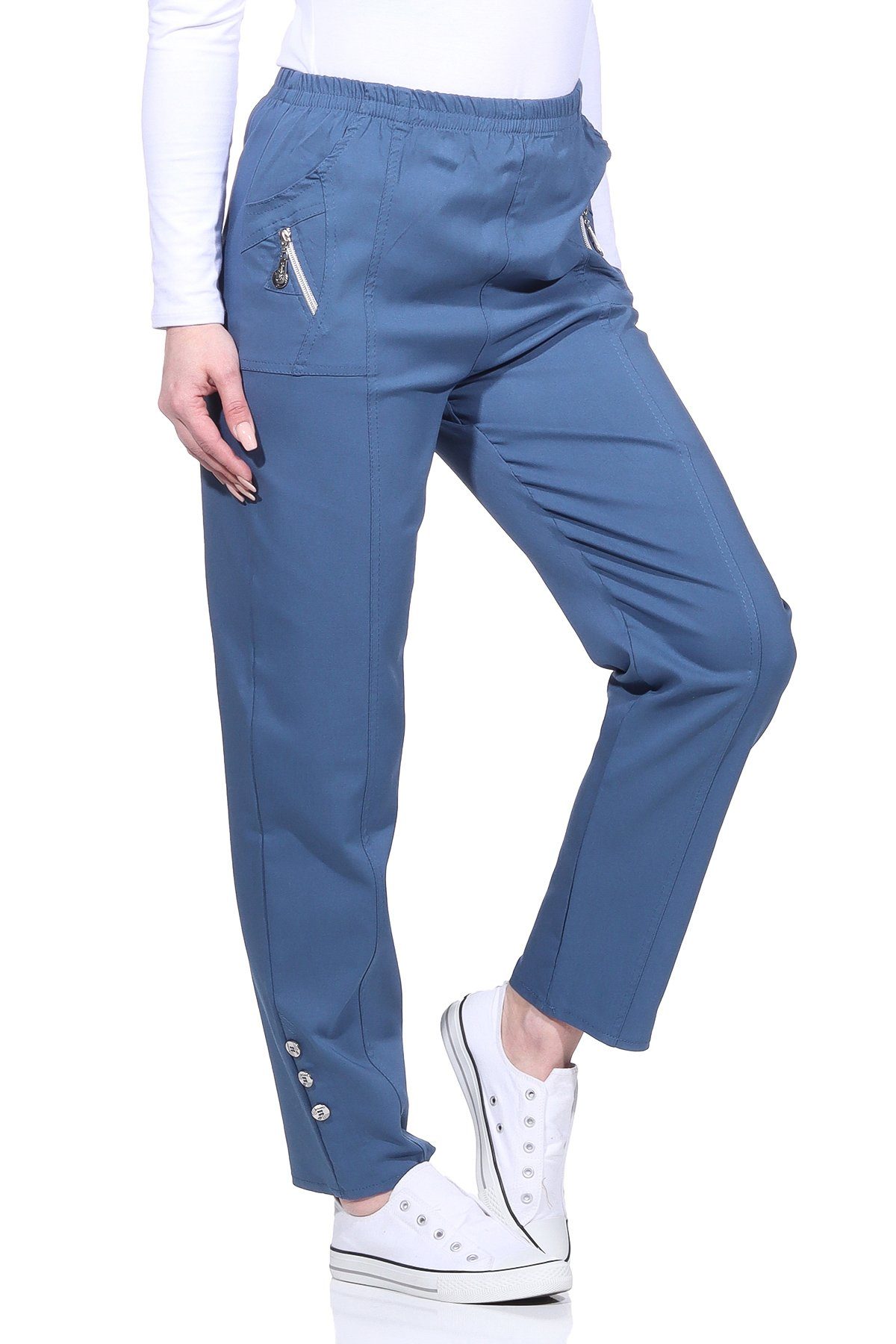 Aurela Damenmode Schlupfhose Damen Sommerhose luftig leichte Freizeithose mit Stretch elastischer Bund, auch in Großen Größen, Casual, Basic Jeans