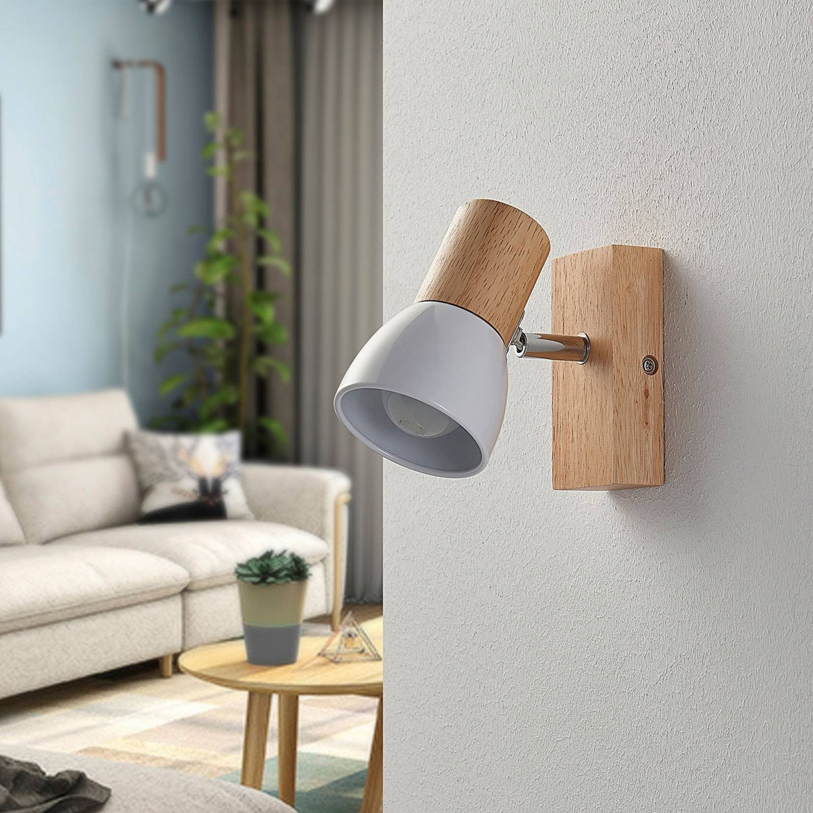 Lindby Wandstrahler Thorin, Holz IP20, 1 x 40 W