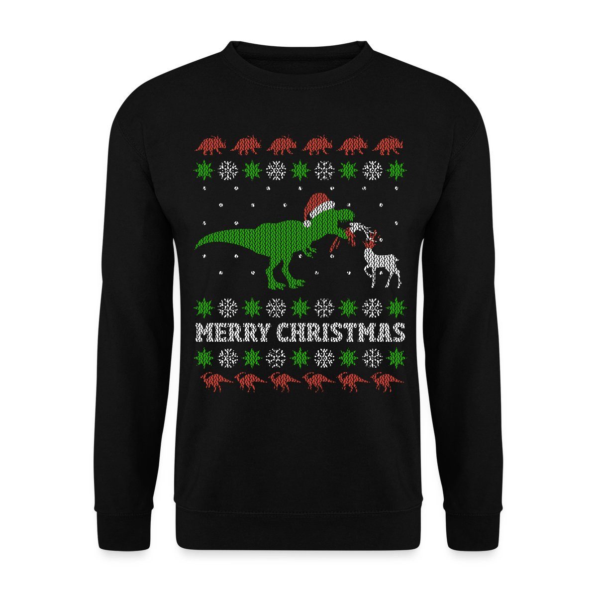 Sweatshirt Dino T-Rex Merry Ugly Christmas Unisex Pullover