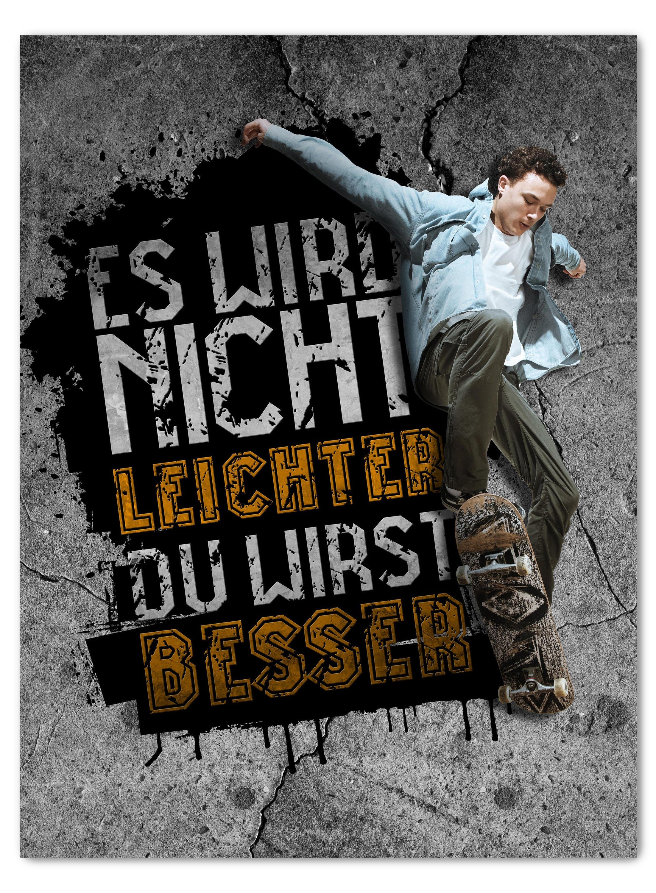 wandmotiv24 Leinwandbild Motivation, Hochformat, leichter, Beton