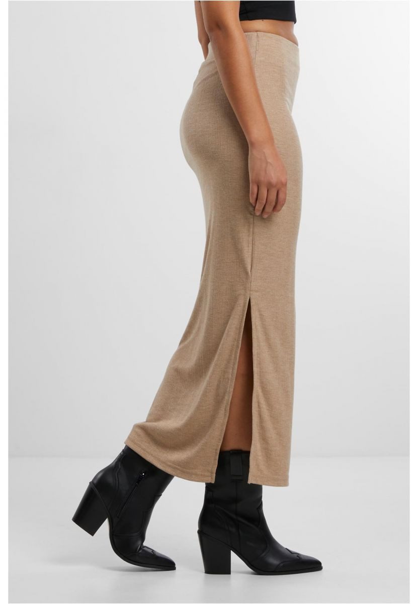 URBAN CLASSICS Sweatkleid Ladies Rib High Slit Skirt Rock Damen – Bild 4 von 5
