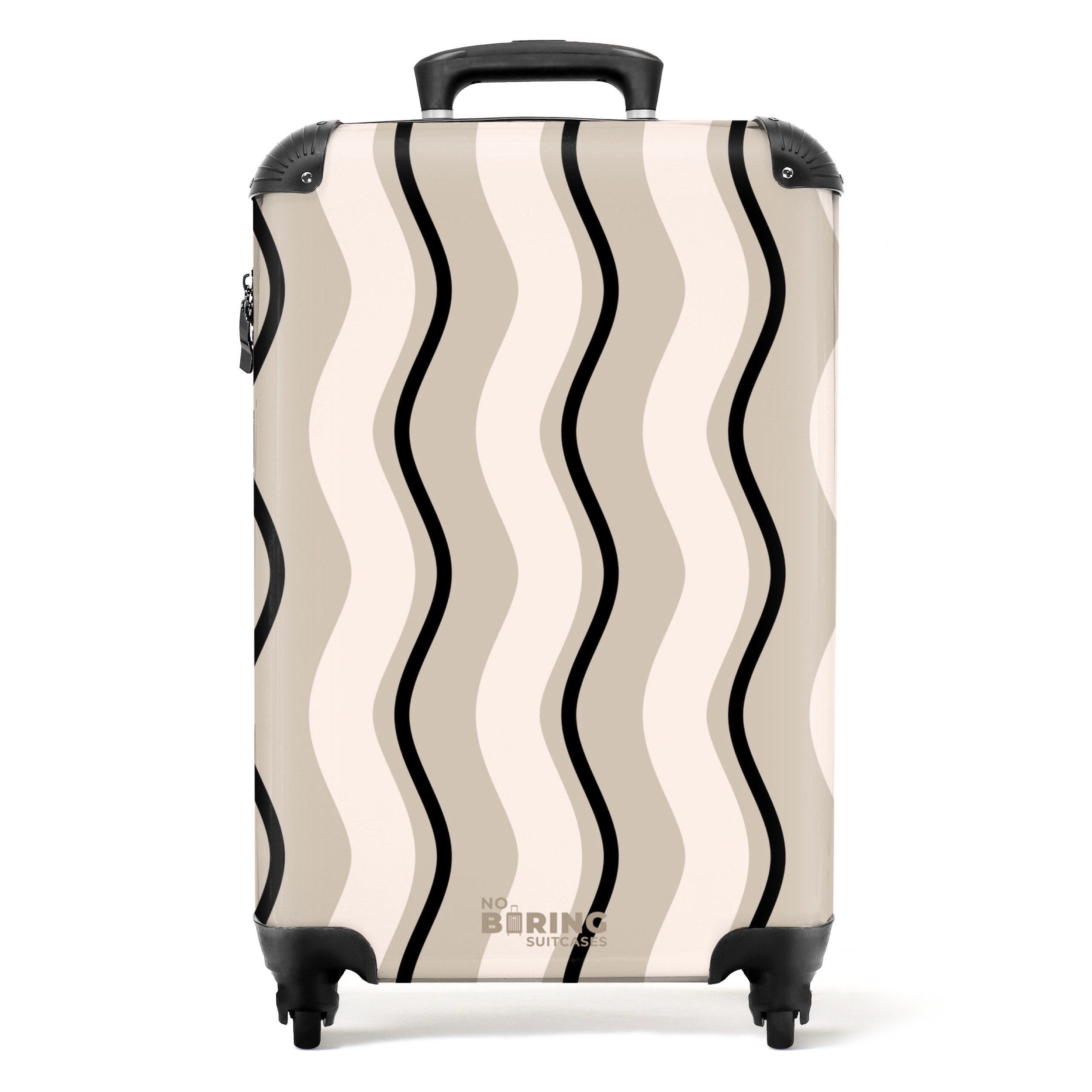 NoBoringSuitcases.com© Hartschalen-Trolley Vertikale Wellen in Cremetönen 55x35x20cm, 4 Rollen, Reisetasche mit Rollen, Koffer Handgepäck Flugzeug