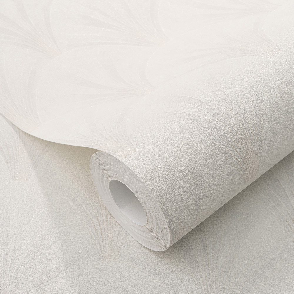 Erismann Vliestapete Art Deco Fächer Motiv Weiß Creme Glitzer 10451-31 Elle Decoration
