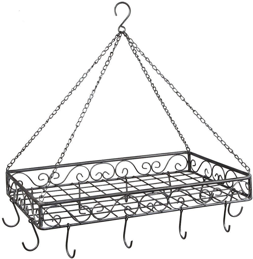 Ambiente Haus Hängekorb Topfhänger aus Eisen in Grau - 60 cm (1 St),  Pulverbeschichtetes Metall