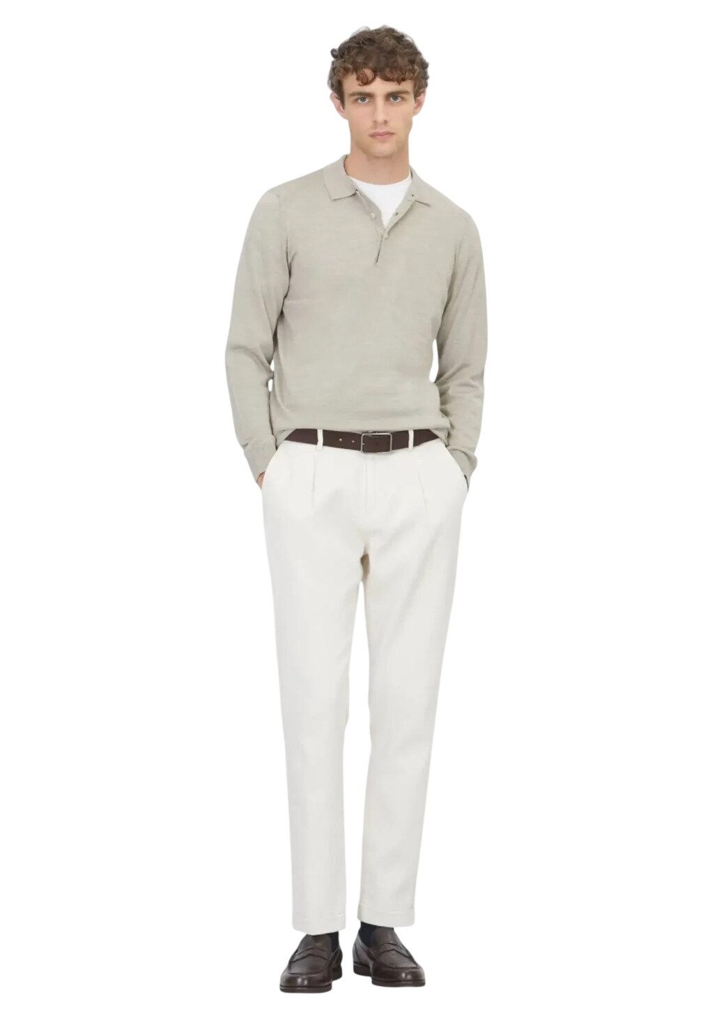 RAMSEY Longpullover Stone Knitwear Sweatshirt