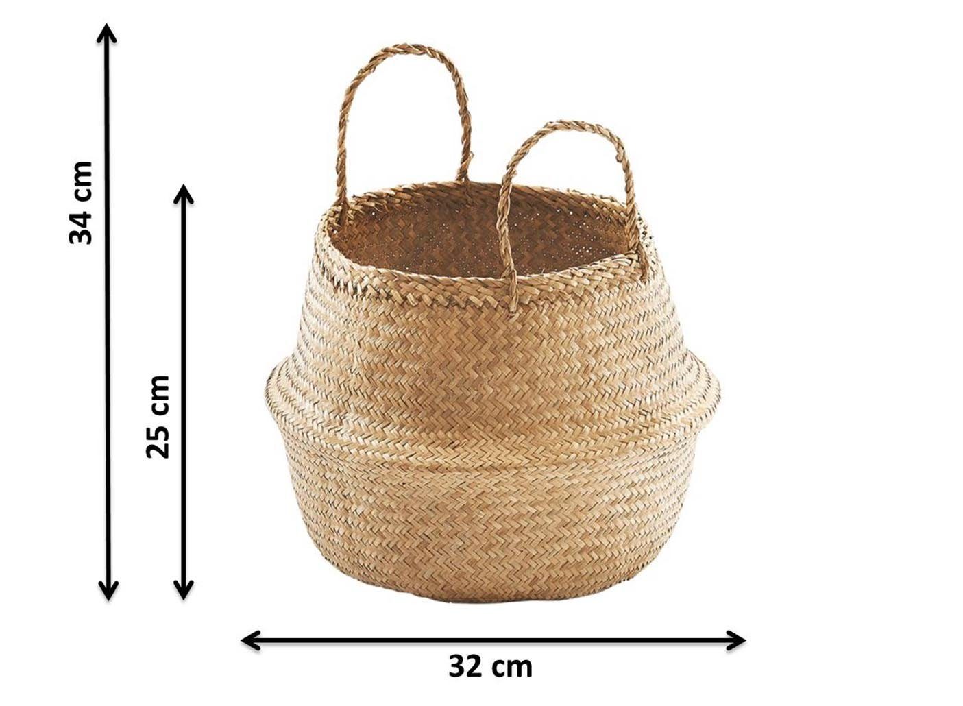 Kobolo Aufbewahrungskorb Faltkorb aus Seegras naturbelassen mit Griffen günstig online kaufen