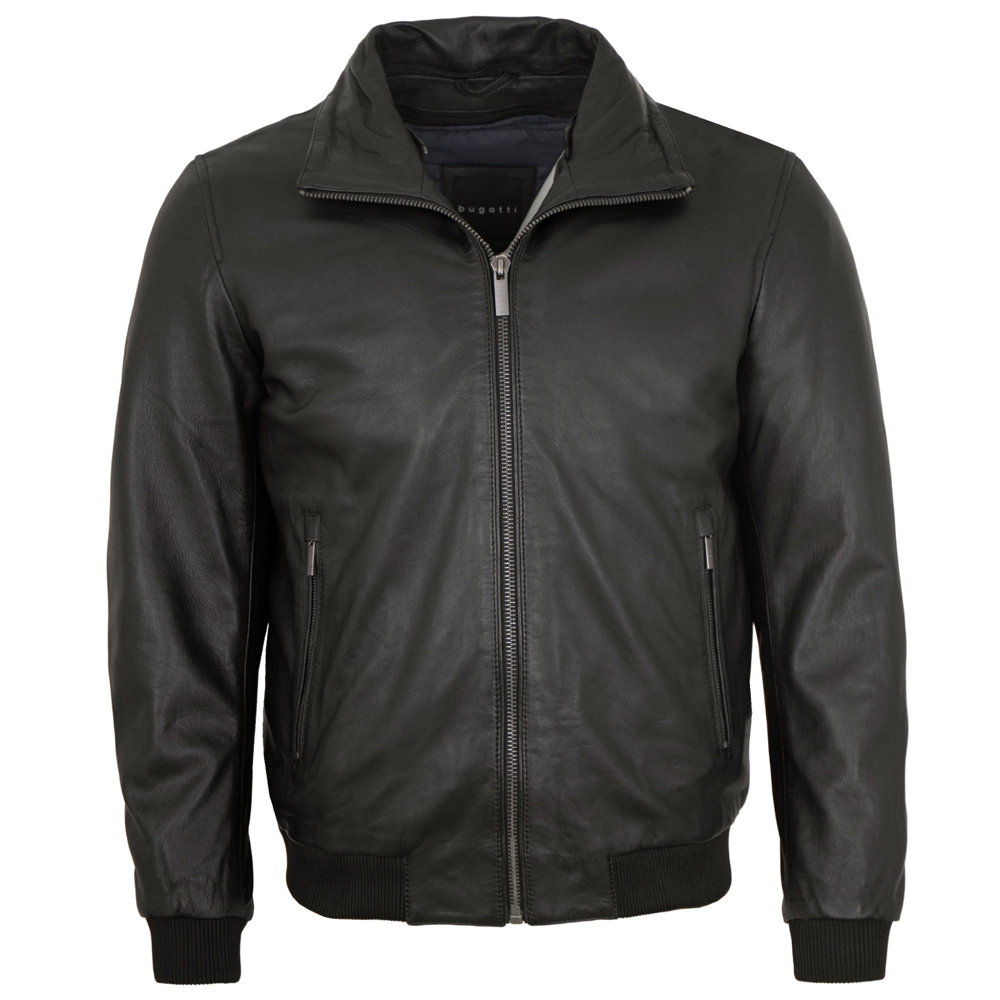 bugatti Lederjacke BUG HW25-No 5 Bugatti - Herren Lederjacke Weste Fellkragen Lammnappa schwarz