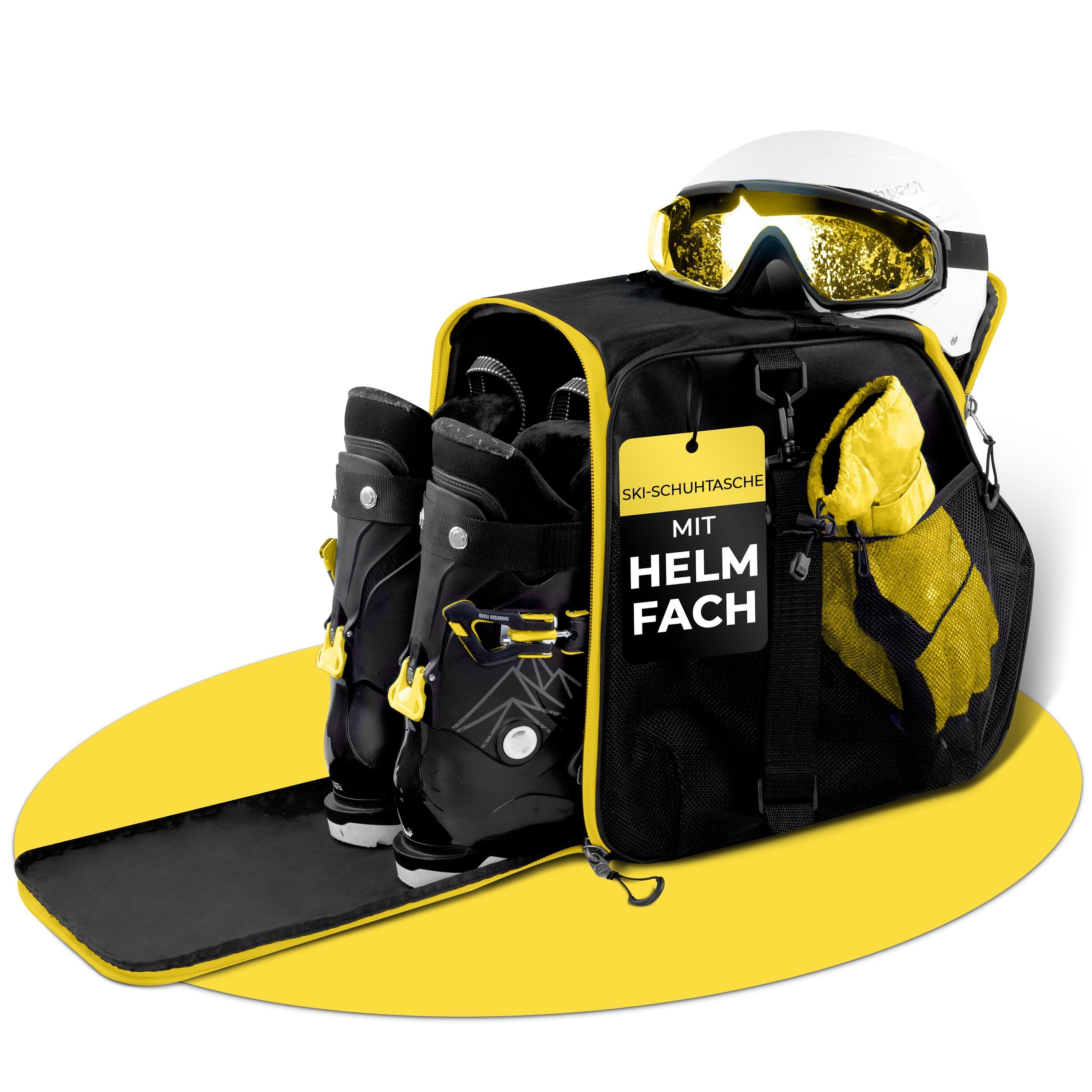 Styngard Skitasche ZERMATT, Skischuhtasche mit Helmfach und Stiefelfach [40 L] Schwarz-Gelb
