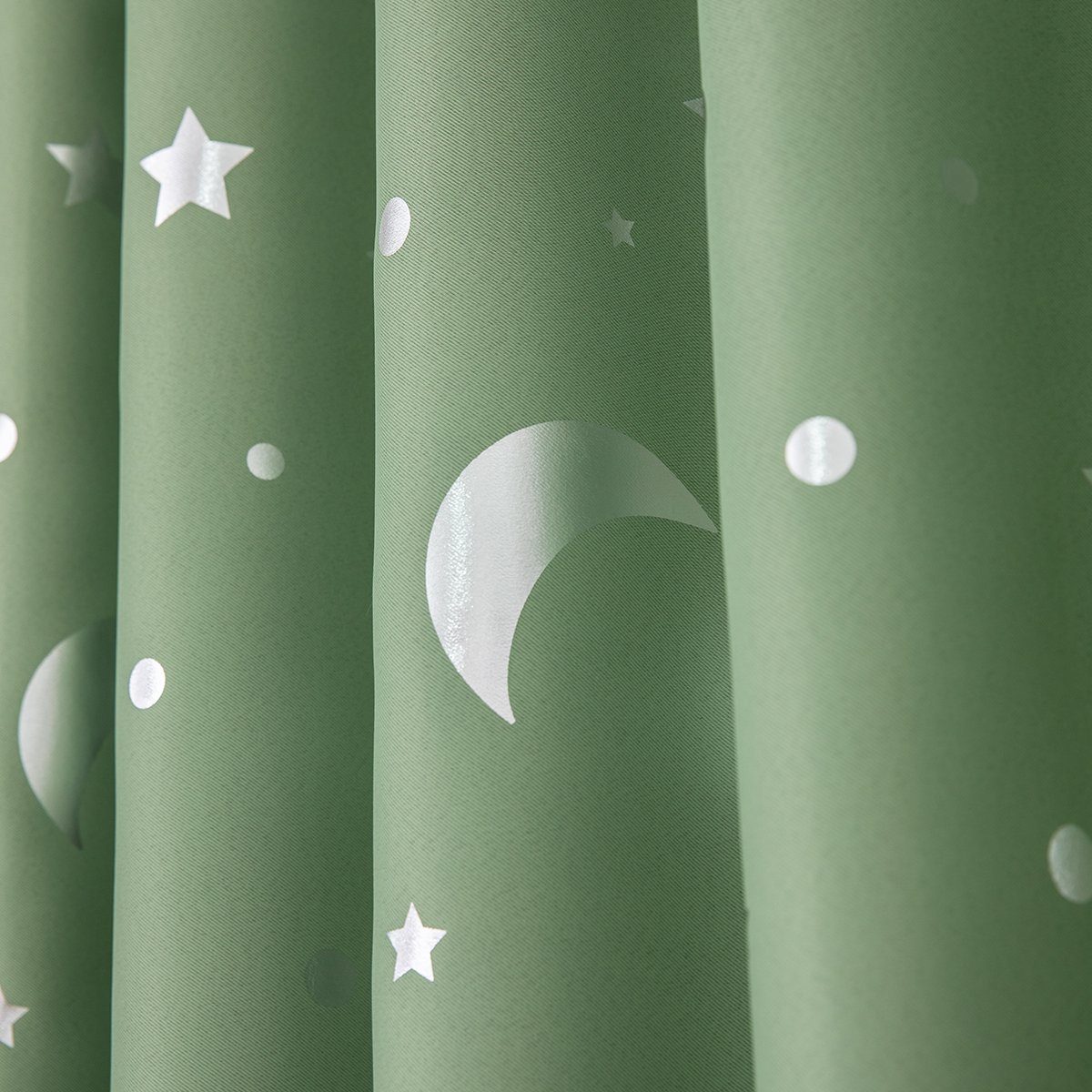 Grün verdunkelnd, Mondmuster Vorhänge St), (2 Sterne- Ösen HOMEIDEAS, Gardine,
