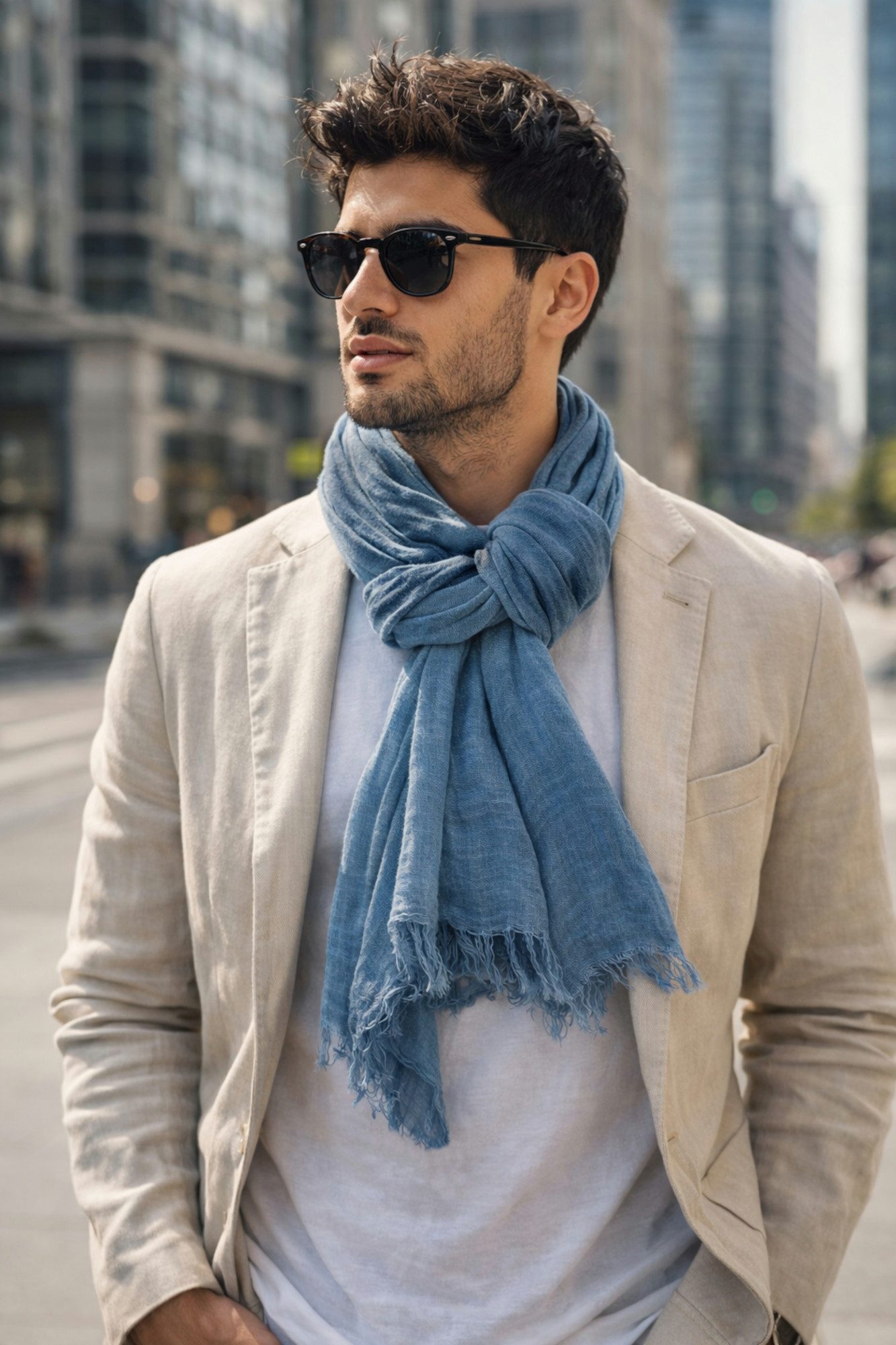 Ella Jonte Modeschal, Leichter breiter Sommerschal in edler Leinenoptik, meliert