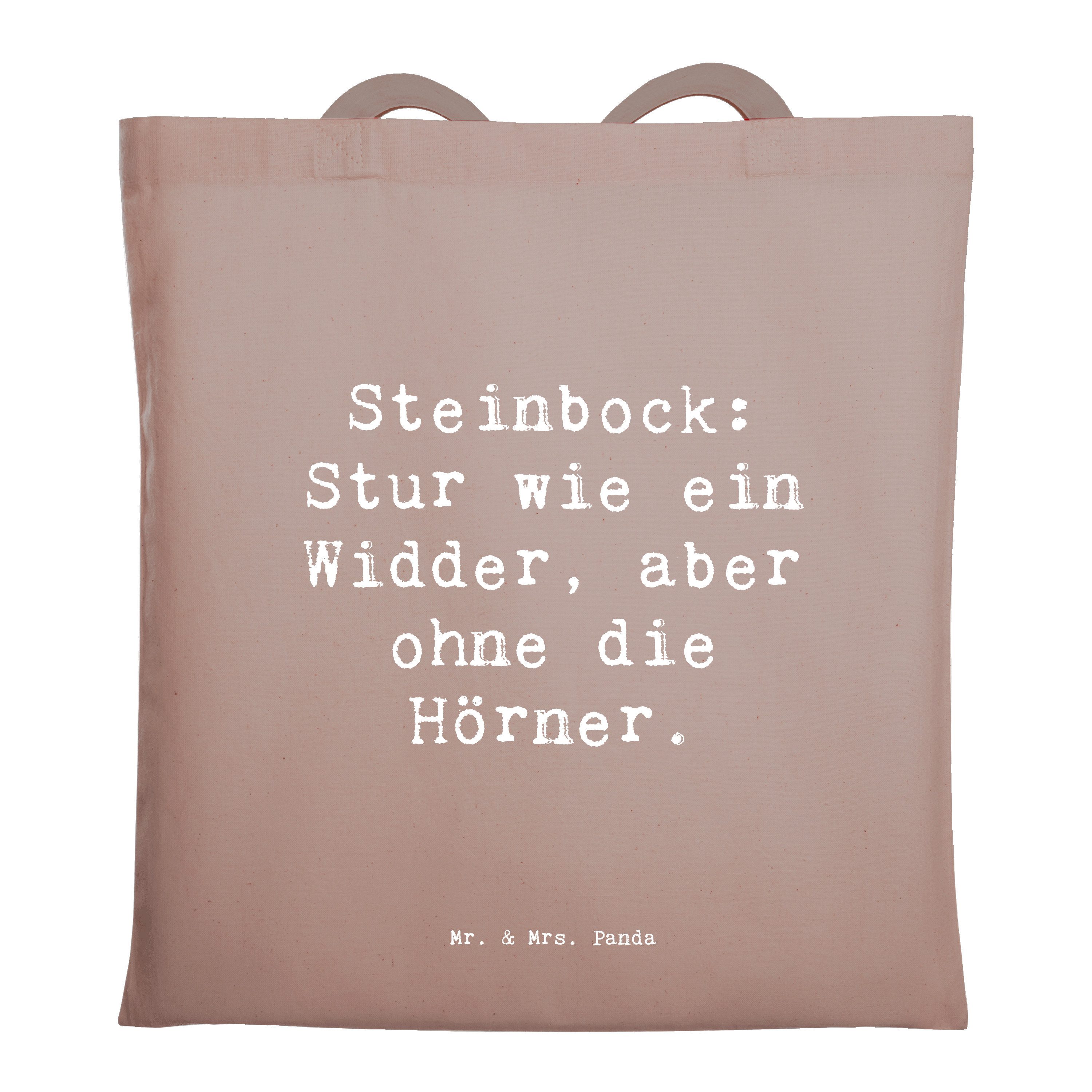 Tragetasche Spruch Steinbock Entschlossen - Braun Pastell - Geschenk, Zielstrebig