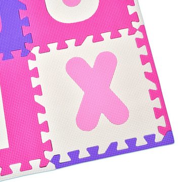 Pink Papaya Puzzlematte Puzzlematte mit Zahlen und Buchstaben Kids Zone, Extra weich, kombiniert Zahlen & Buchstaben, einfaches Stecksystem