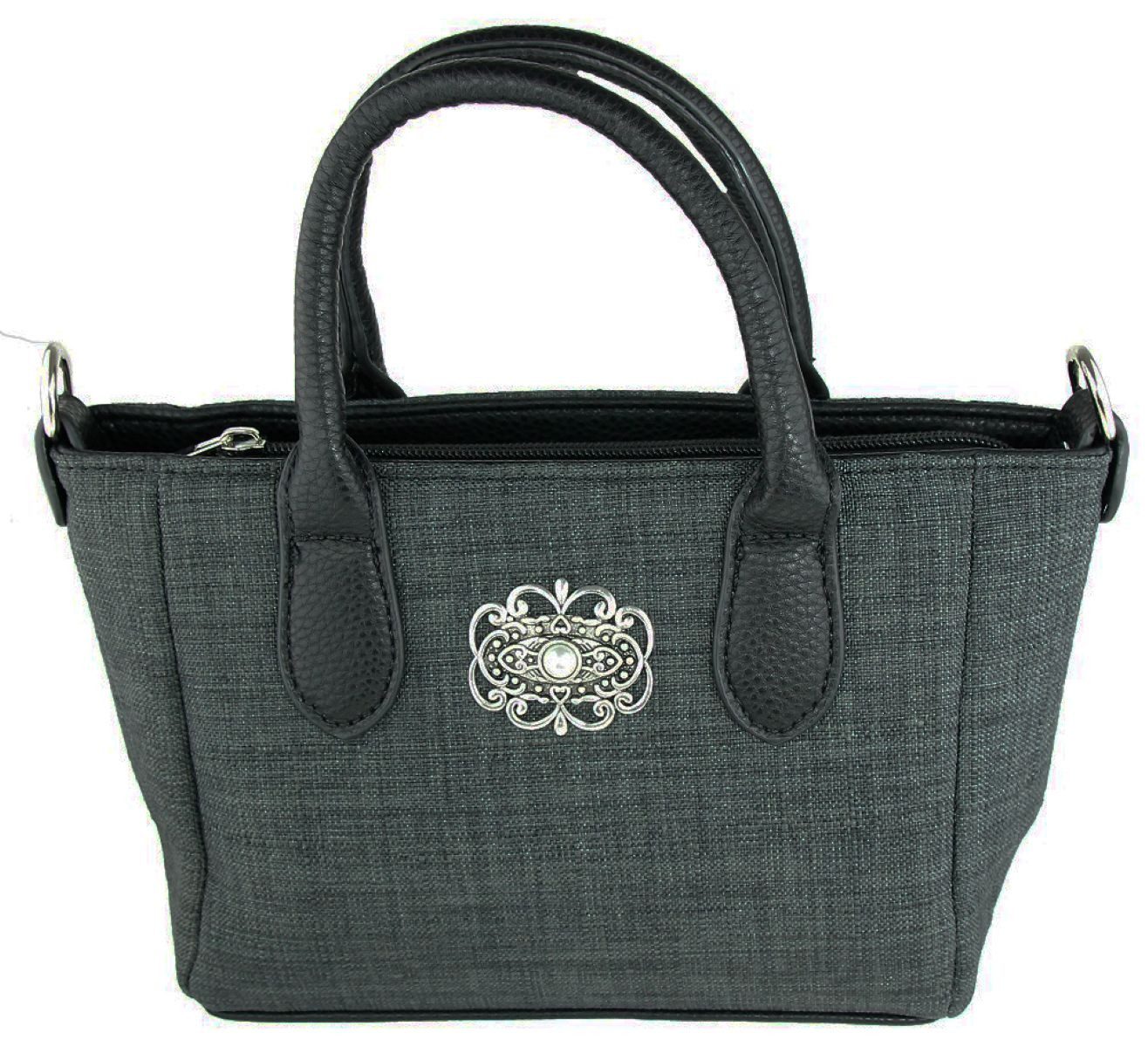 Trachtentasche Handtasche 'Katrina' mit Metallapplikation, Dunke