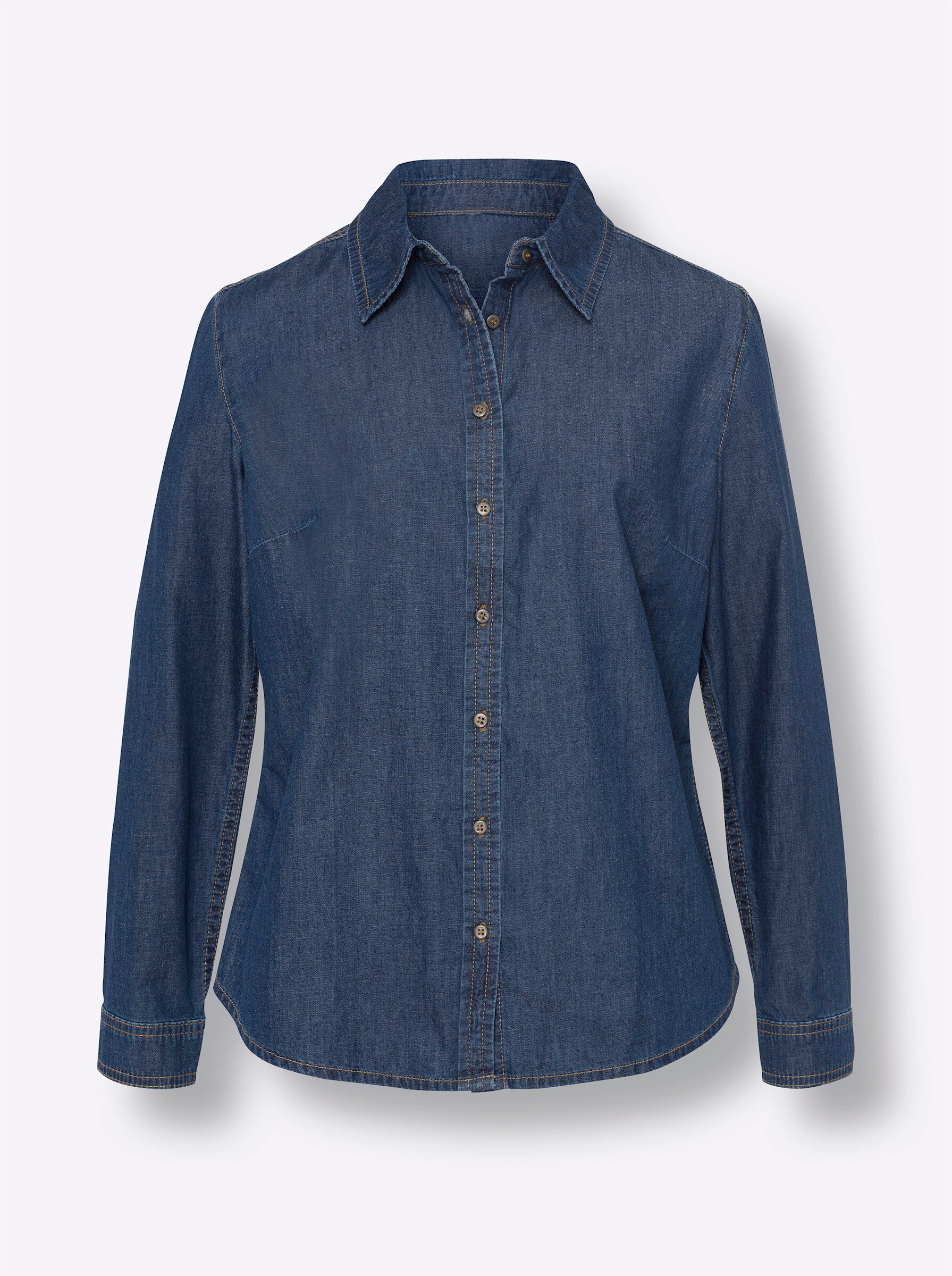 Sieh an! Klassische Bluse Jeansbluse Langarm