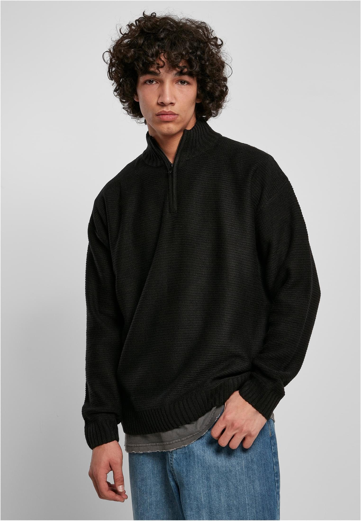 Troyer URBAN Sweatshirt black Knit Herren (1-tlg) CLASSICS