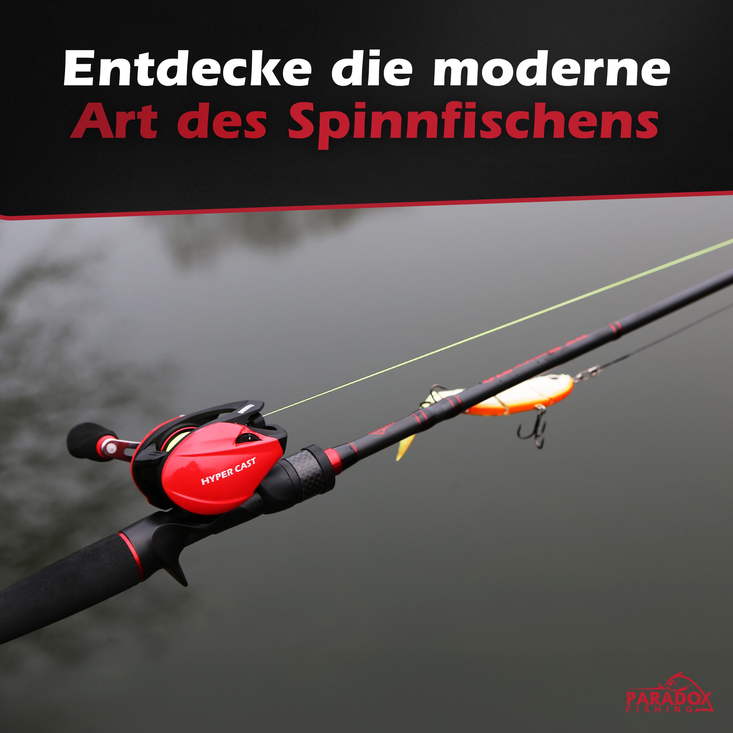 Paradox Fishing Baitcasterrute PX Hyper + Hyper Cast Rolle, (2,10m 10-20g, 15-40g, 20-60g), Magnet Bremse