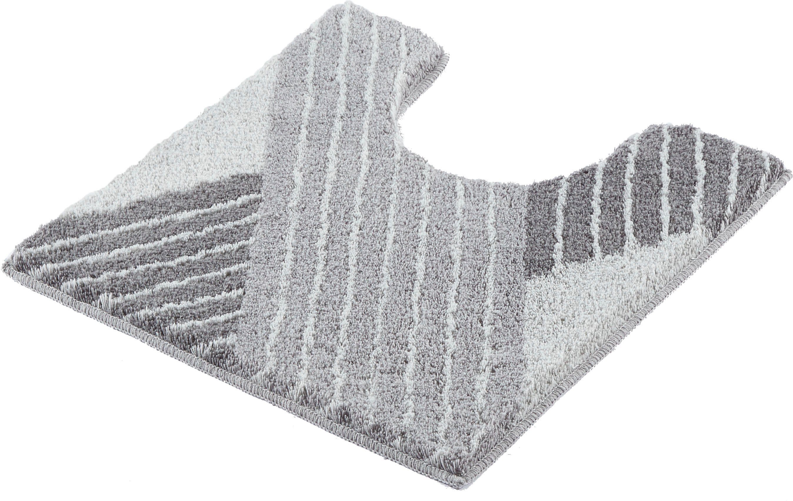 Kleine Wolke Badematte Cross, Höhe 20 mm, rutschhemmend beschichtet, fußbodenheizungsgeeignet, Polyacryl, quadratisch, WC Vorleger mit Ausschnitt, Badteppich, modernes Design