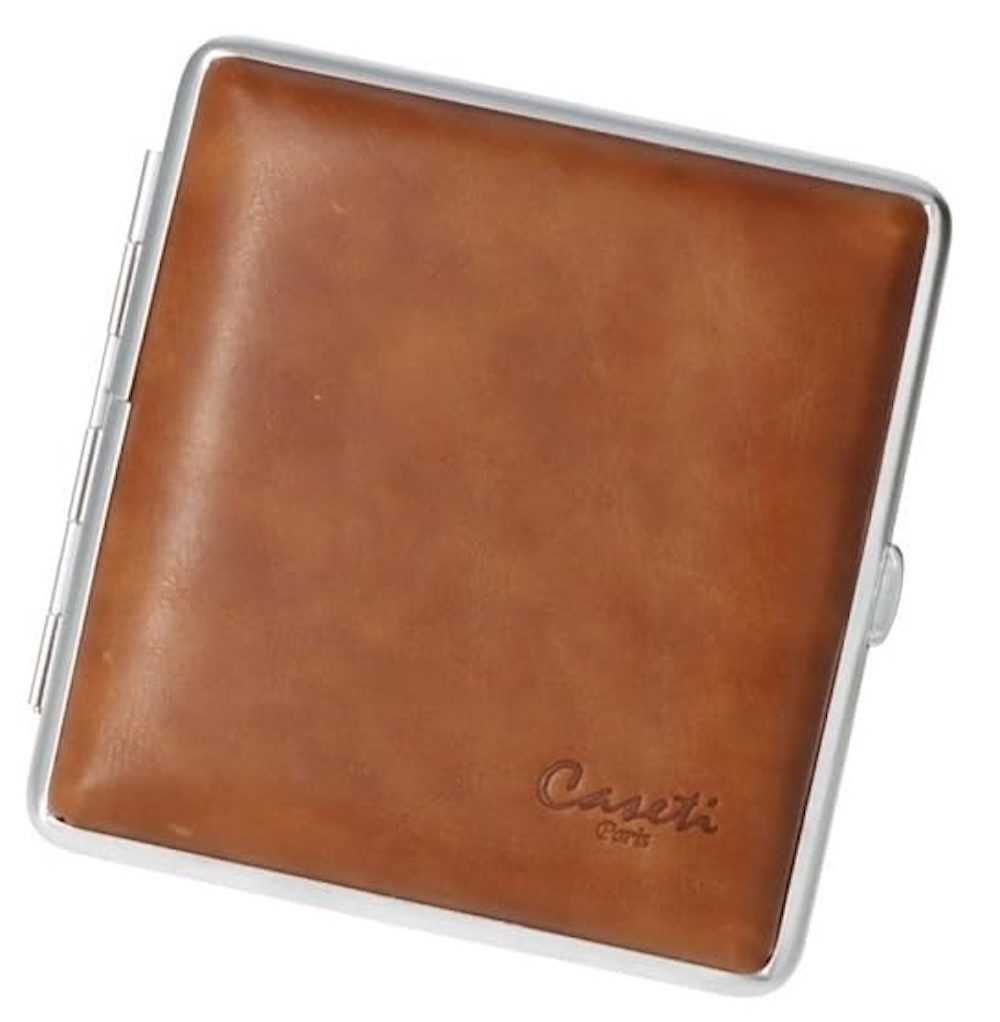 LK Trend & Style Tabakbeutel Leder Schatulle für 20 Zigaretten, braun, mit Gummiband, sehr edel, edles Leder Design