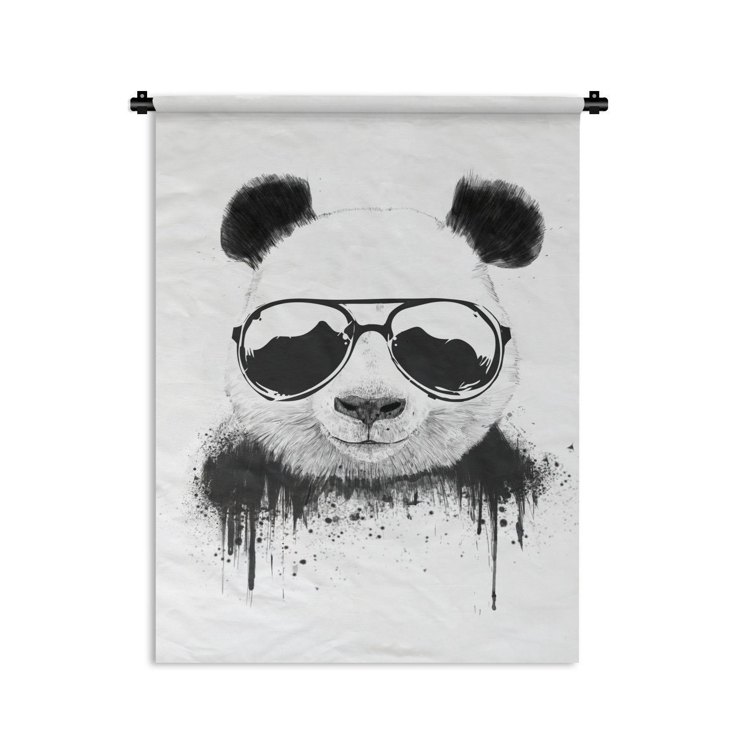 Wohnzimmer, - an für Tropfen Weiß, Schlafzimmer Panda Wand, - Deko - der Tapisserie, MuchoWow Brille Wanddekoobjekt