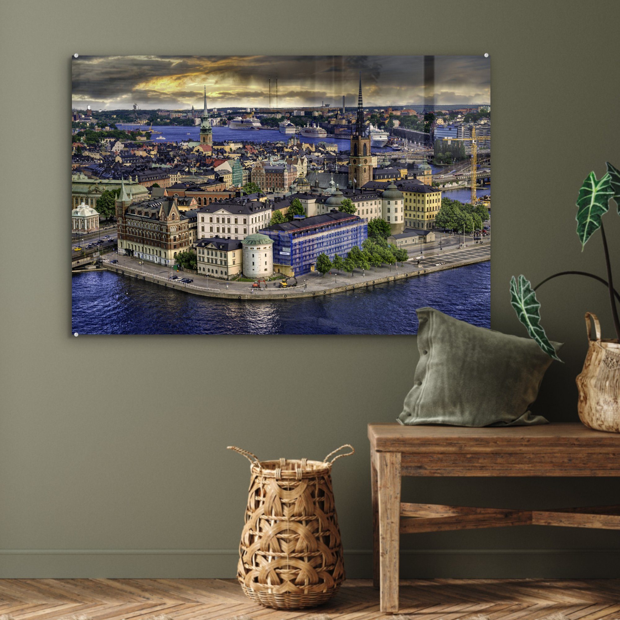 (1 Acrylglasbild Stan, in MuchoWow Acrylglasbilder St), Wohnzimmer & bei Stockholm Schlafzimmer Gamla Panorama