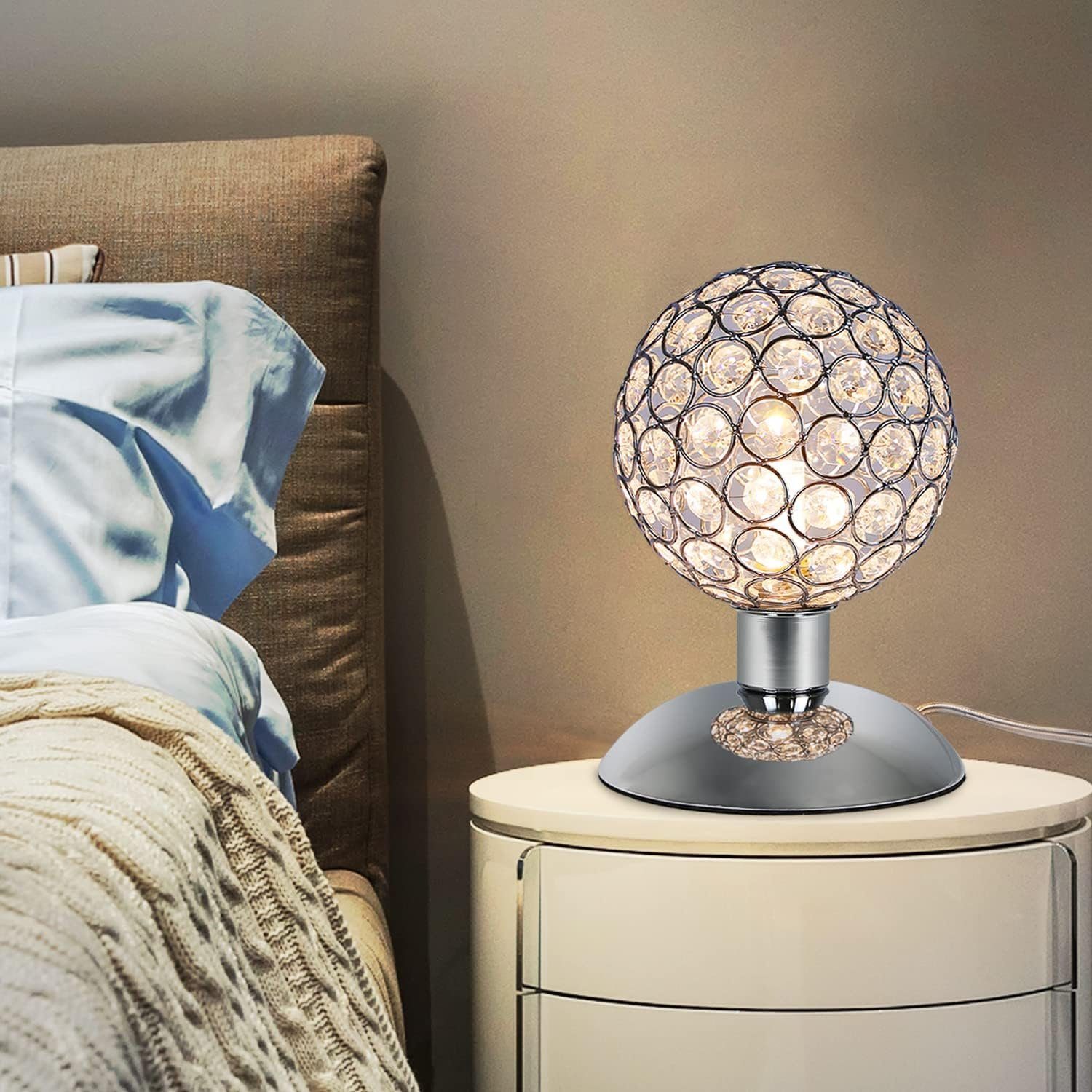 Nettlife LED Schreibtischlampe Tischleuchte G9 Fassung Silber Nachtlicht  Wohnzimmer mit Stecker, ohne Leuchtmittel