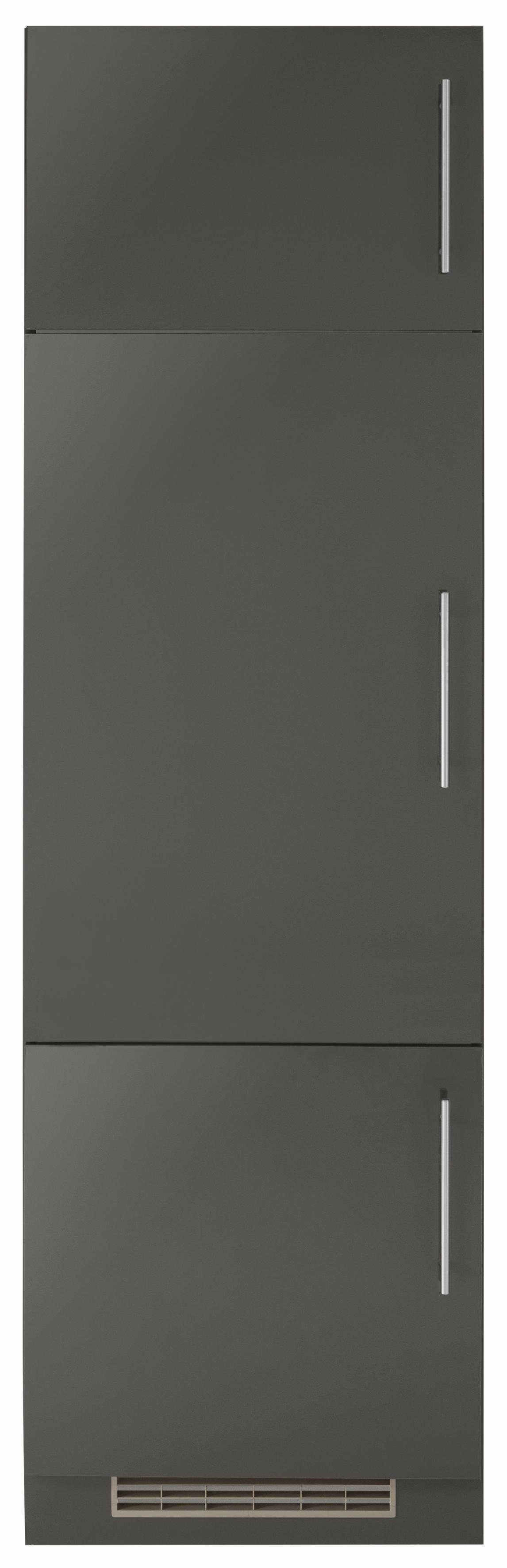 wiho Küchen Kühlumbauschrank Cali 60 cm breit, ohne E-Gerät Front: Anthrazit Glanz, Korpus: Anthrazit matt | Anthrazit