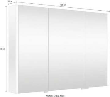 welltime Spiegelschrank Ahus Mit Soft-Close-Funktion, inklusive Beleuchtung, Breite 100 cm, FSC®