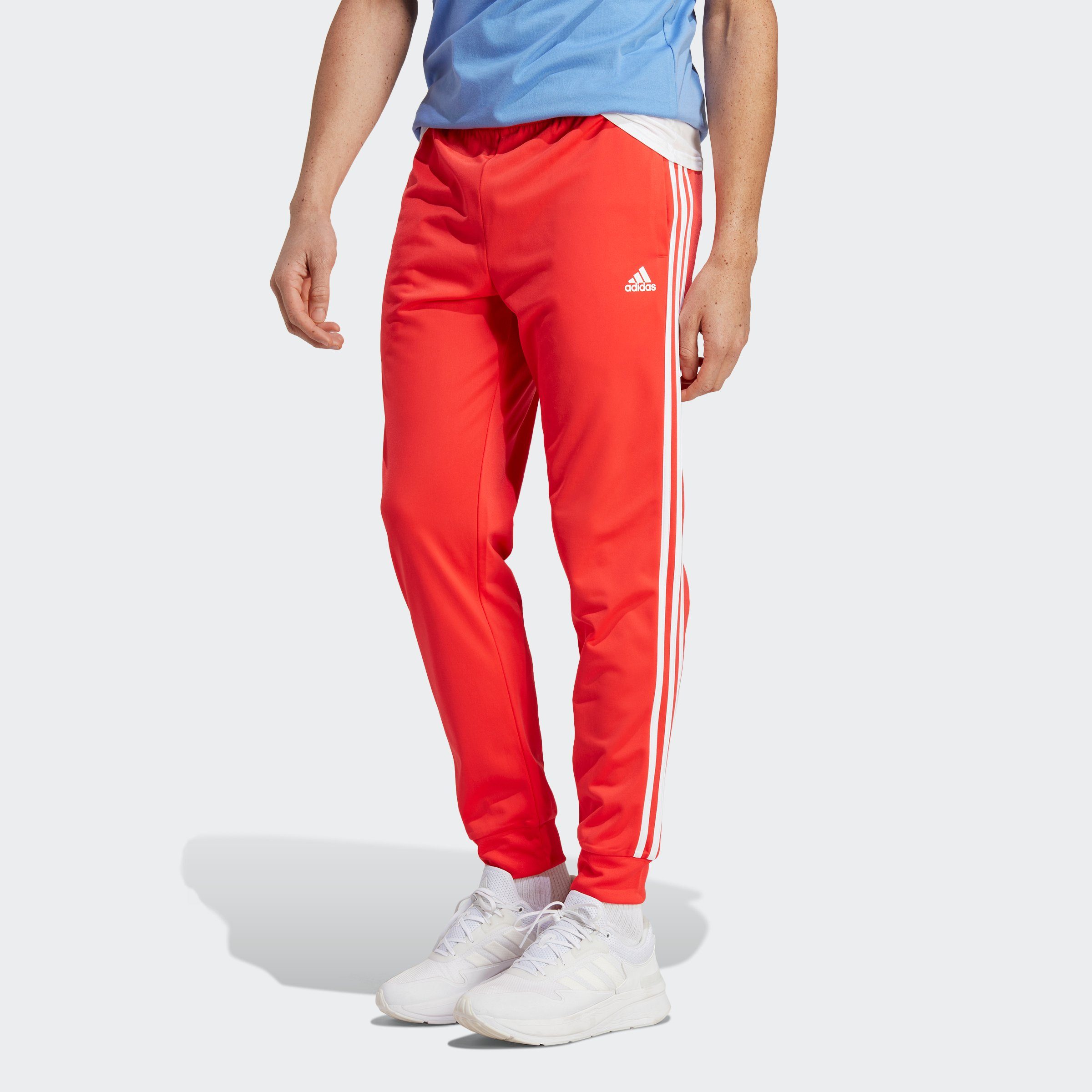 Bright ESSENTIALS Red (1-tlg) PRIMEGREEN Sportswear adidas TAPERED WARMUP 3STREIFEN Sporthose