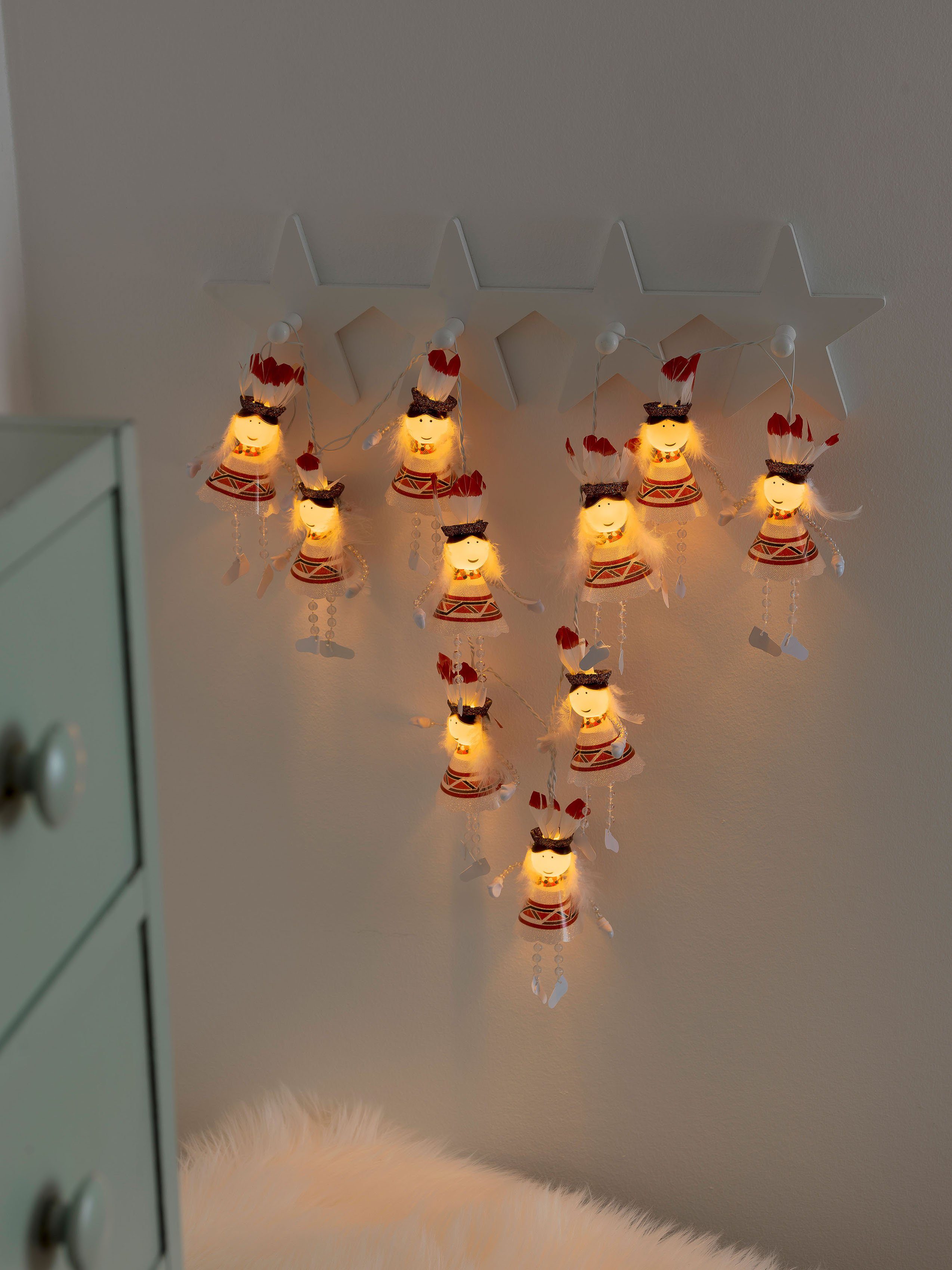 KONSTSMIDE LED-Lichterkette, 10-flammig, LED Dekolichterkette, mit  An/Aus-Schalter, 10 warm weiße Dioden | Lichterketten
