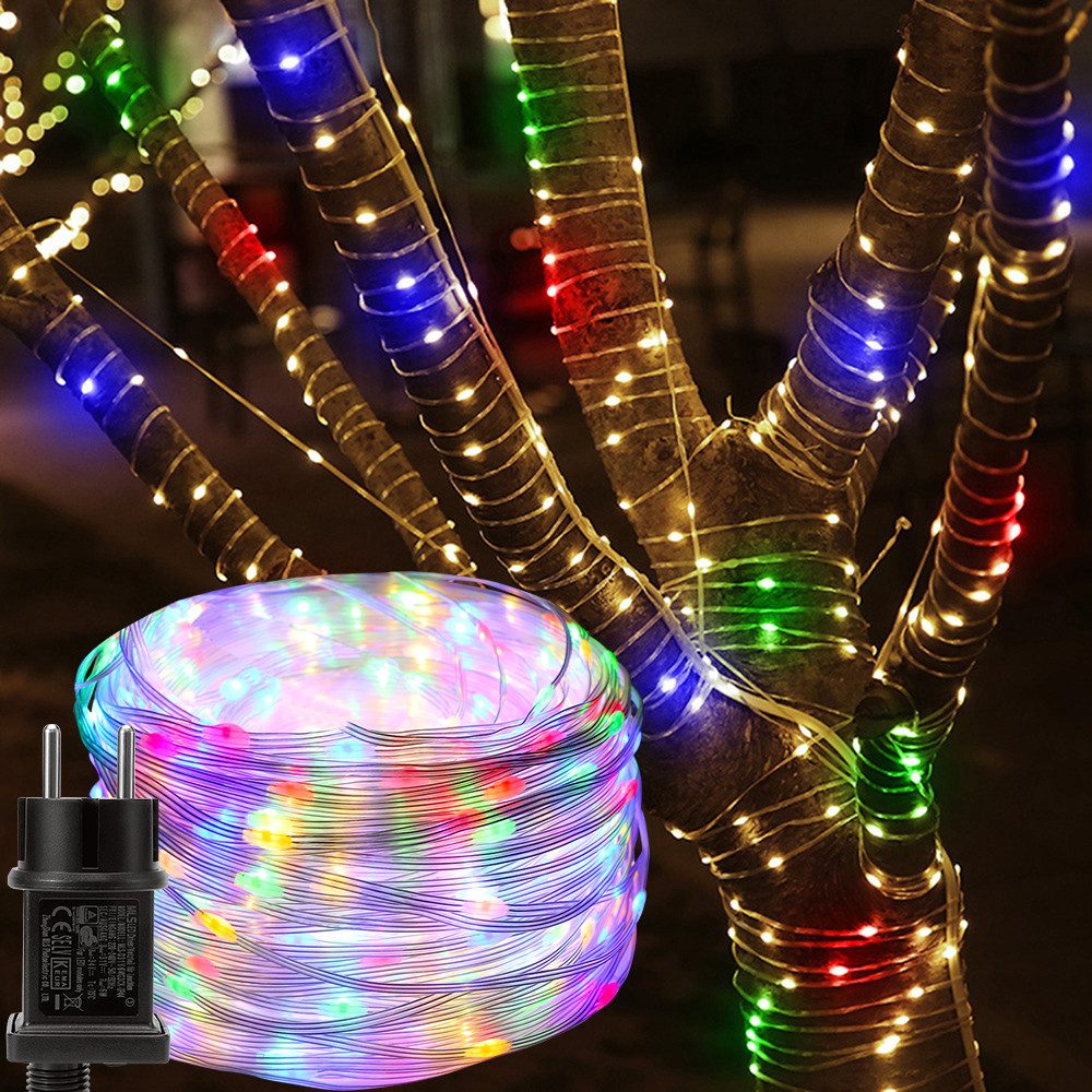 Rosnek LED-Lichterkette 20M-100M,Beleuchtung Lichterschlauch, Party Garten weihnachten Deko, 8 Modi, Speicherfunktion